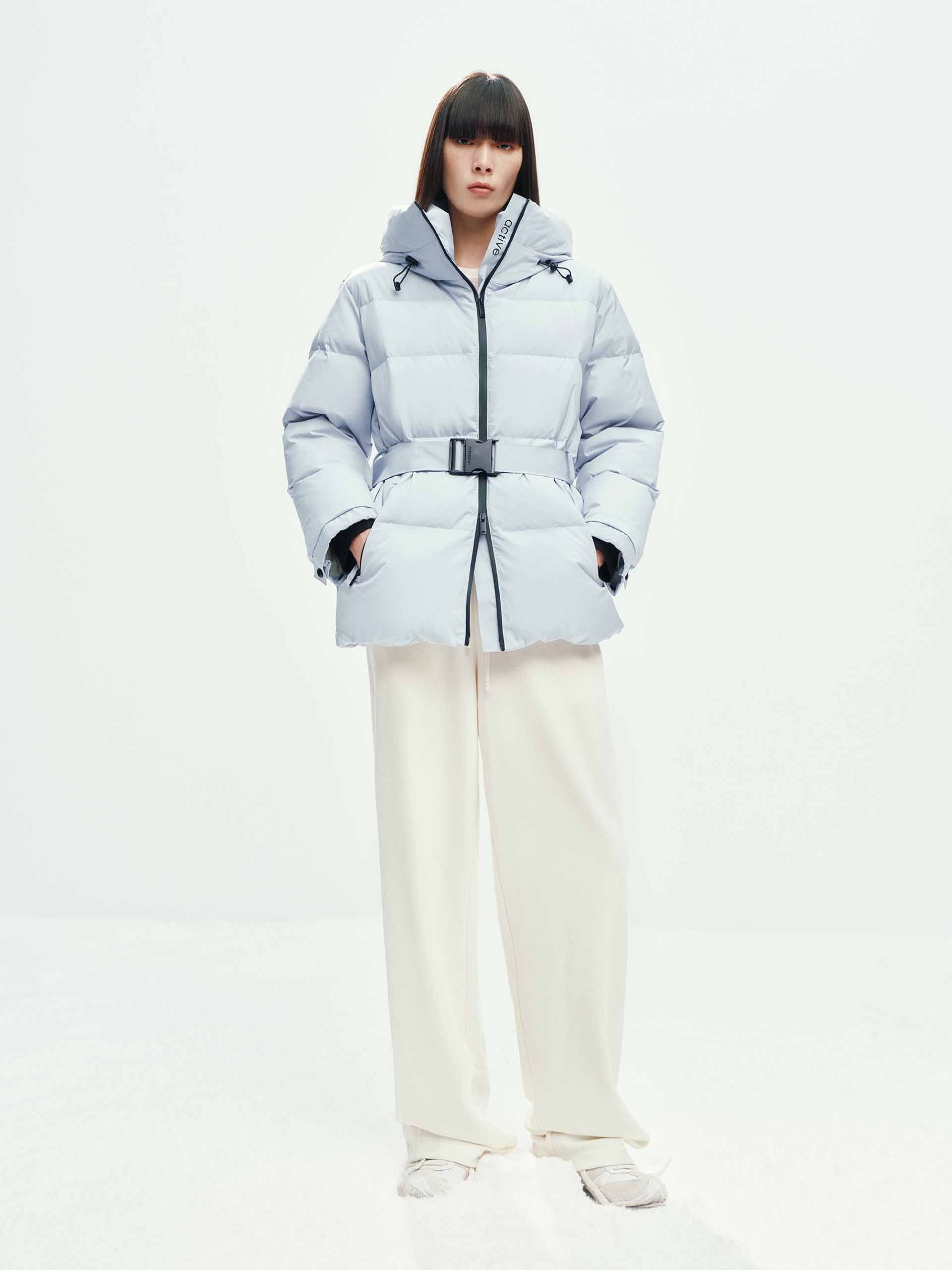 Hooded Down Jacket With Buckle - Image 2