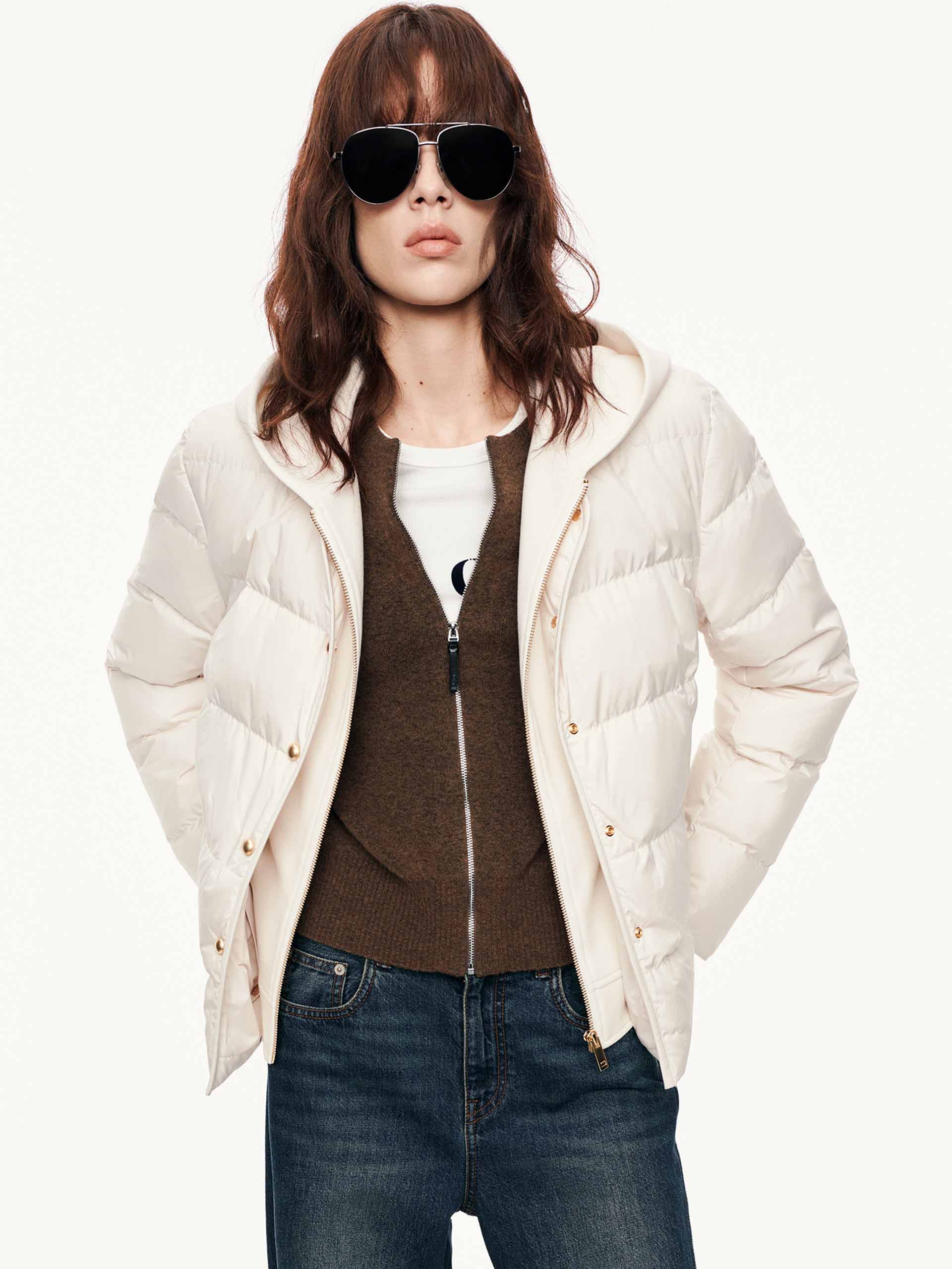 Hooded Layered Down Jacket - Image 3