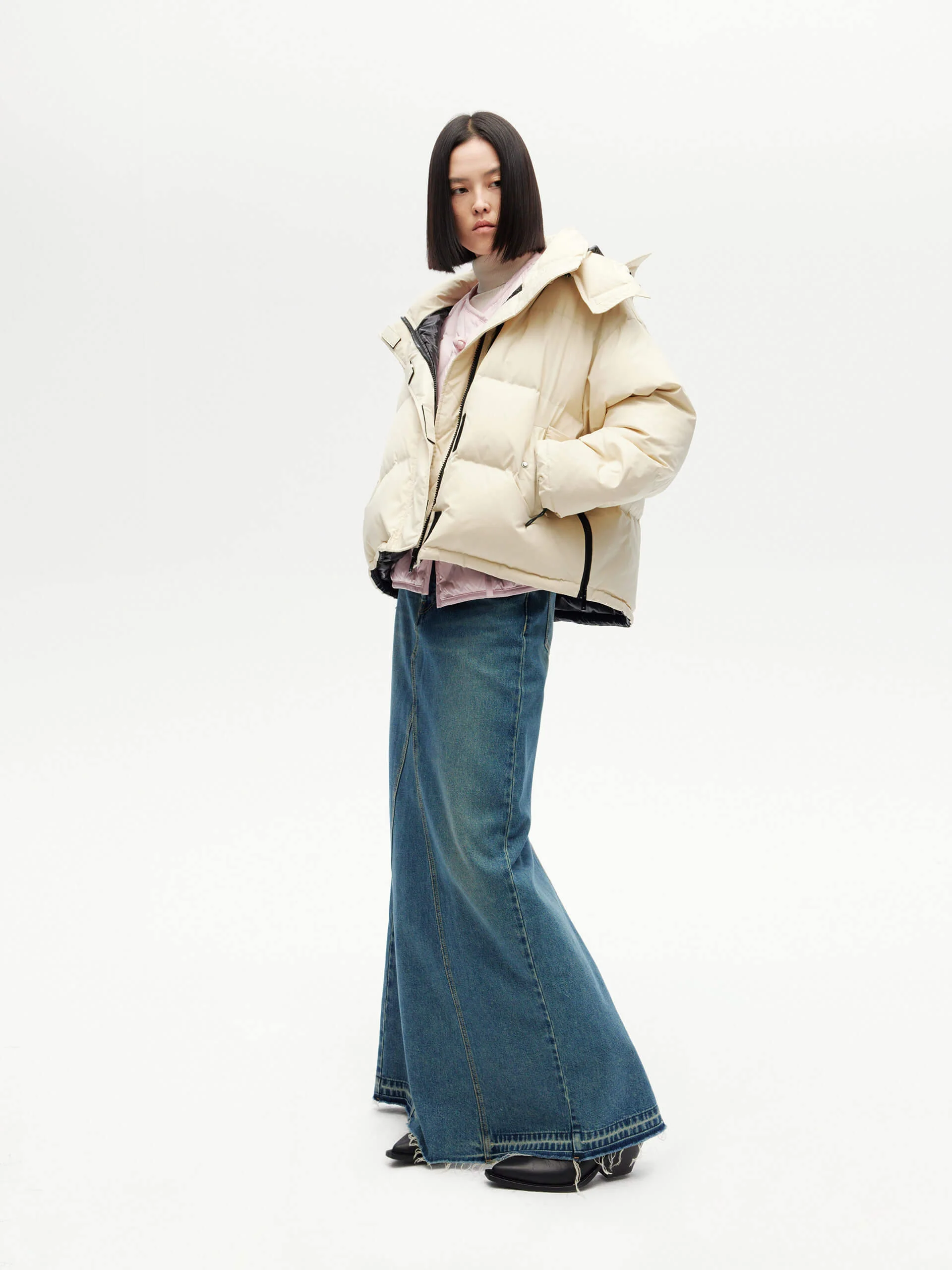Hooded Short Down Jacket - Image 11