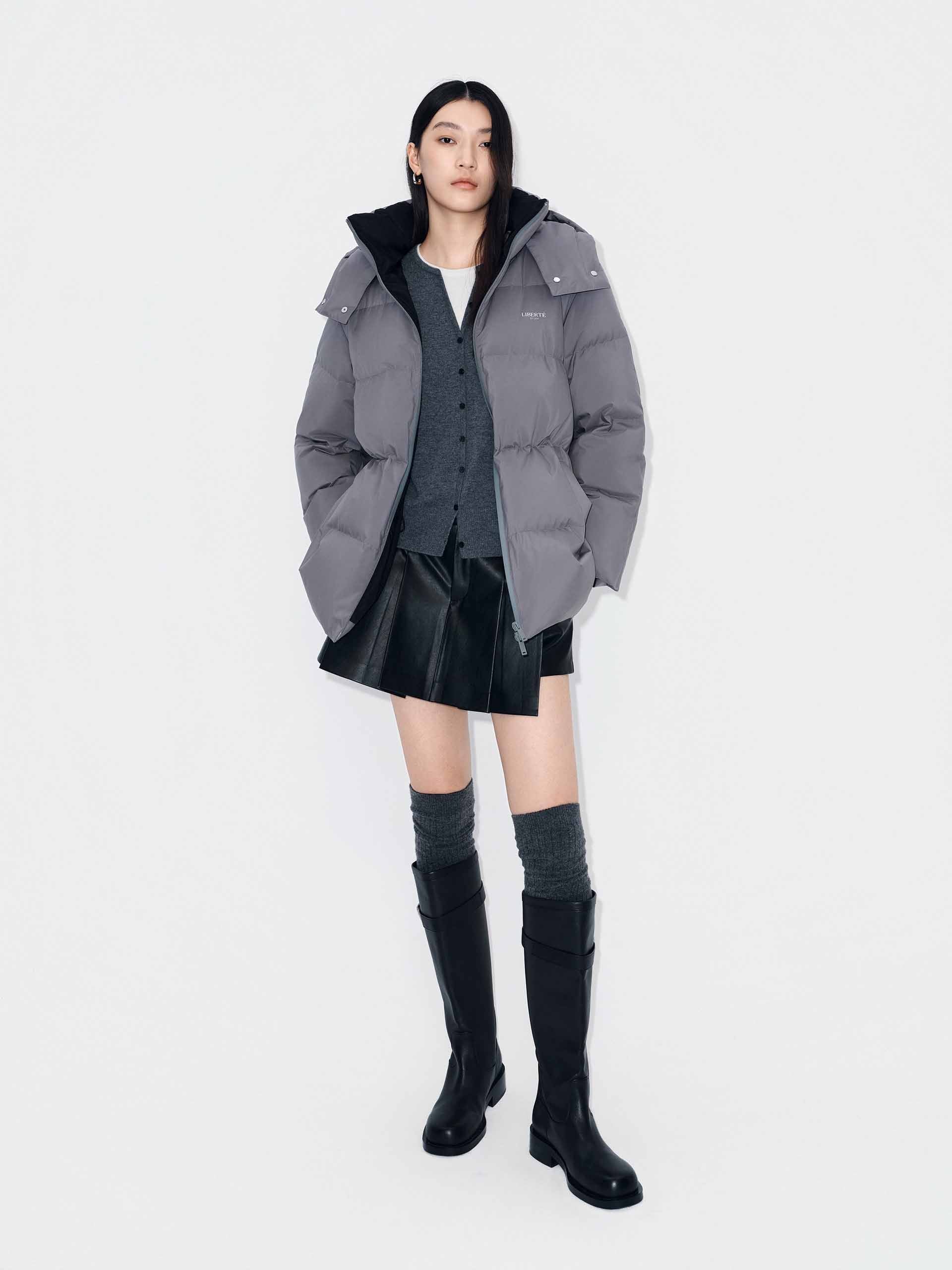 Hooded Zipper Down Jacket - Image 18