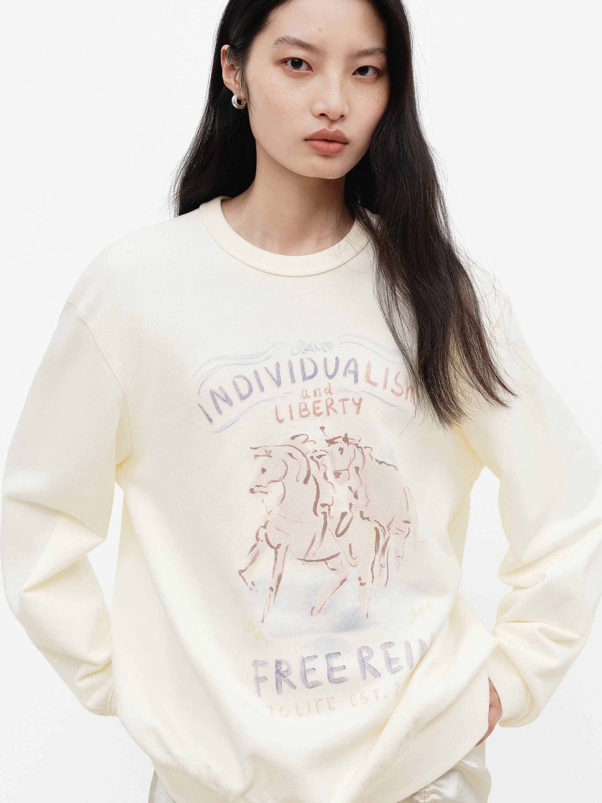 Horse Pattern Cotton Sweatshirt - Image 7