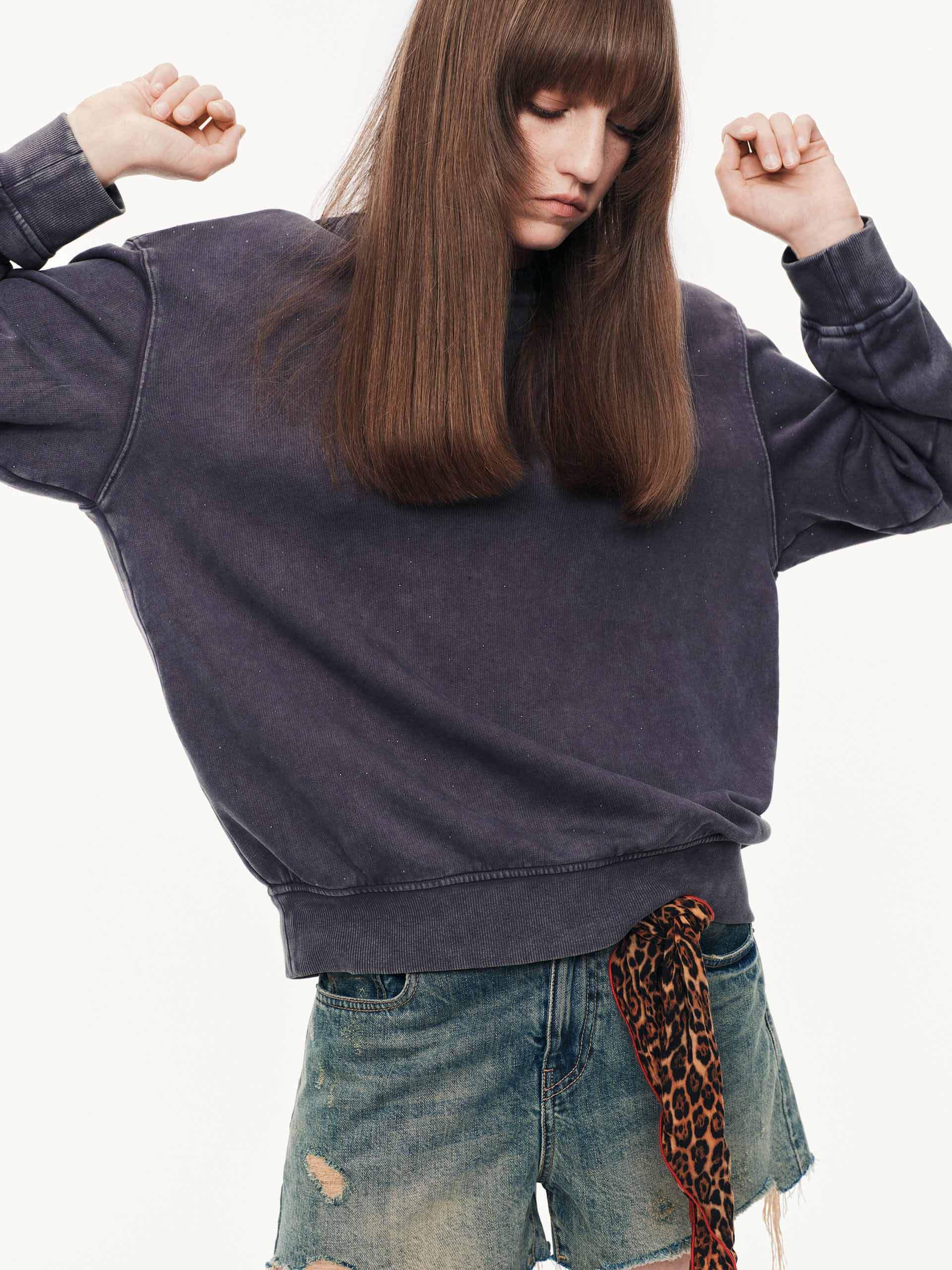 Hotfix Rhinestone Cotton Sweatshirt