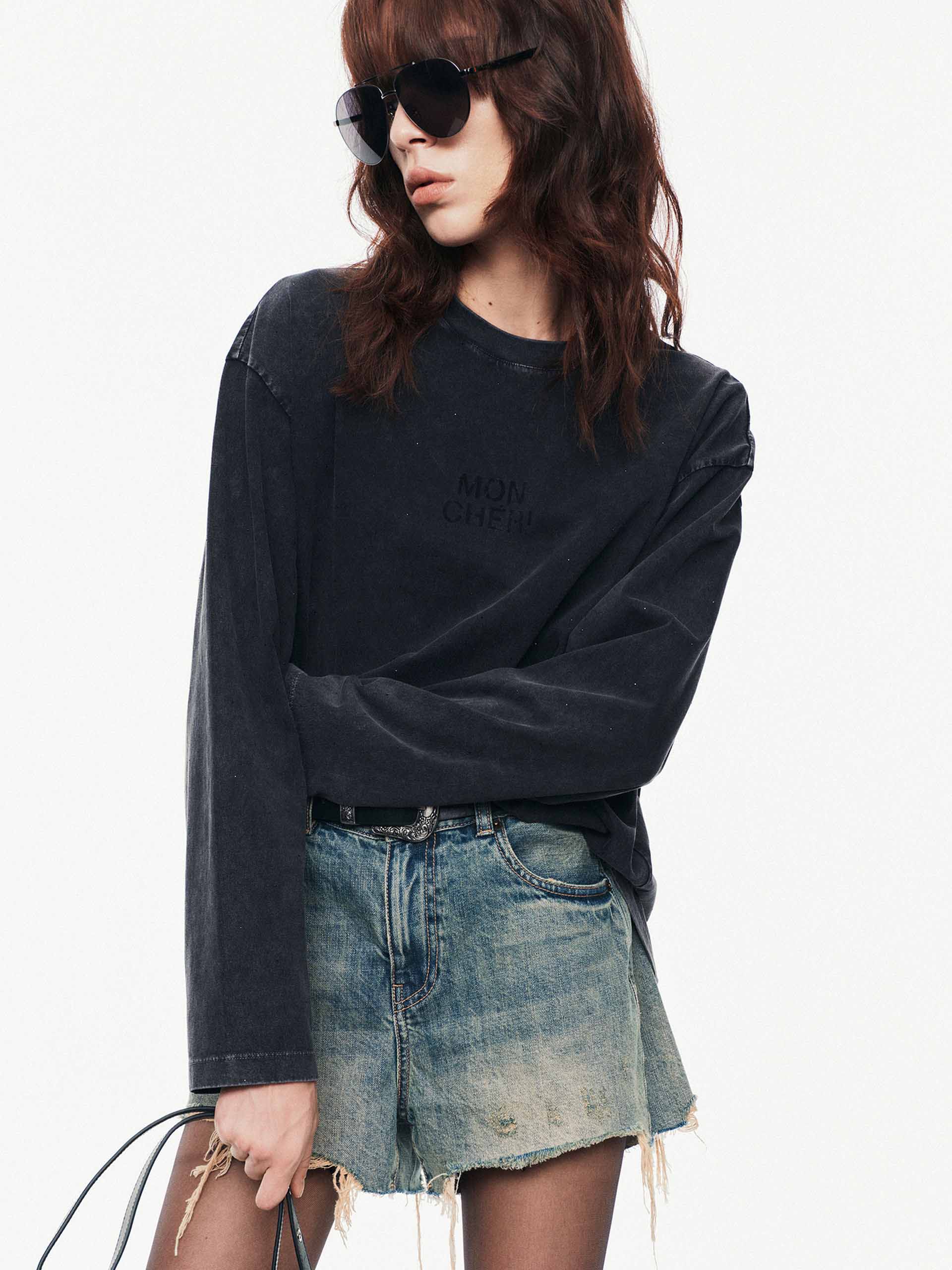 Hotfix Rhinestone Cotton T-shirt - Image 8