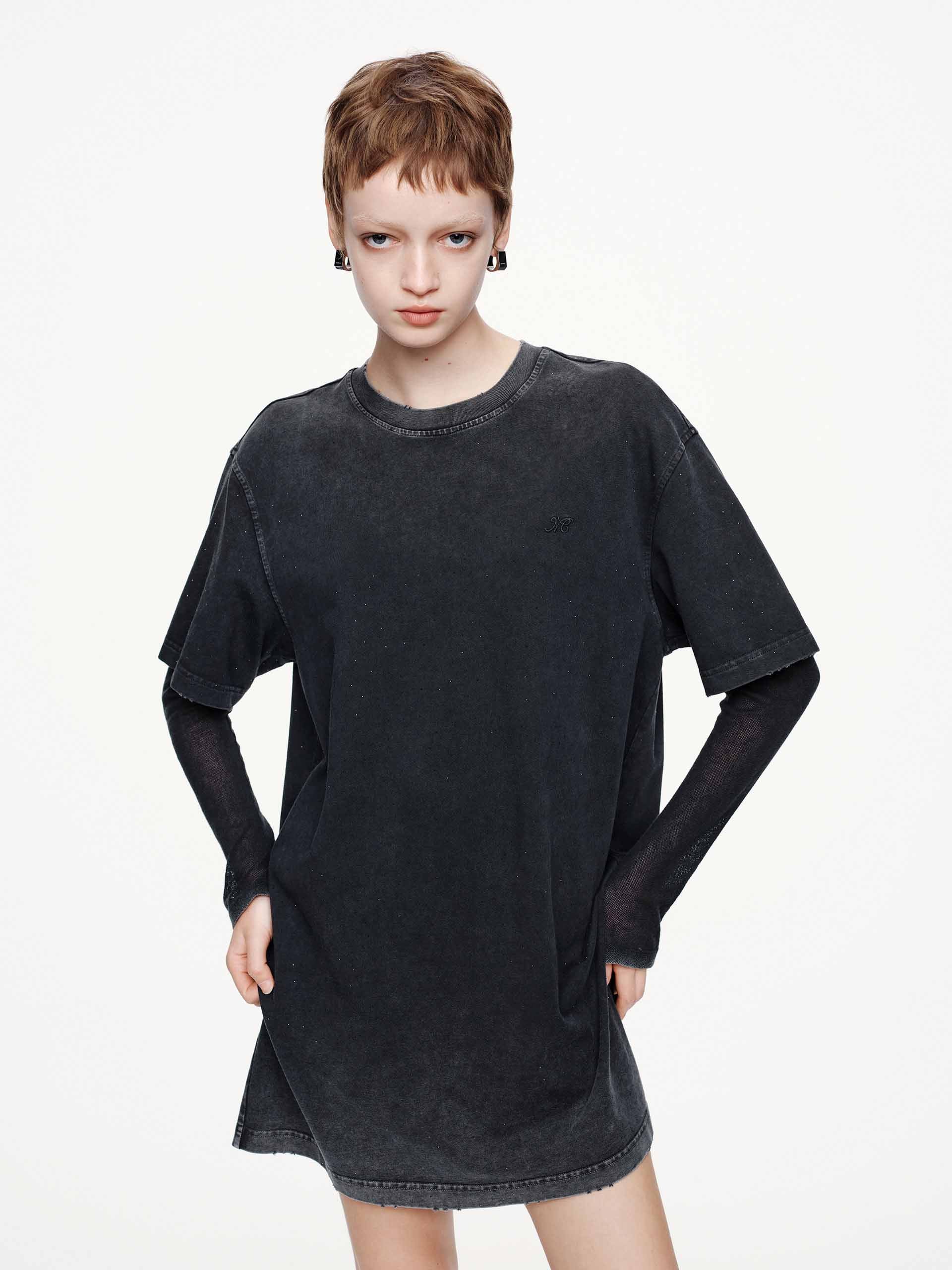 Hotfix Rhinestone T-shirt Dress - Image 9