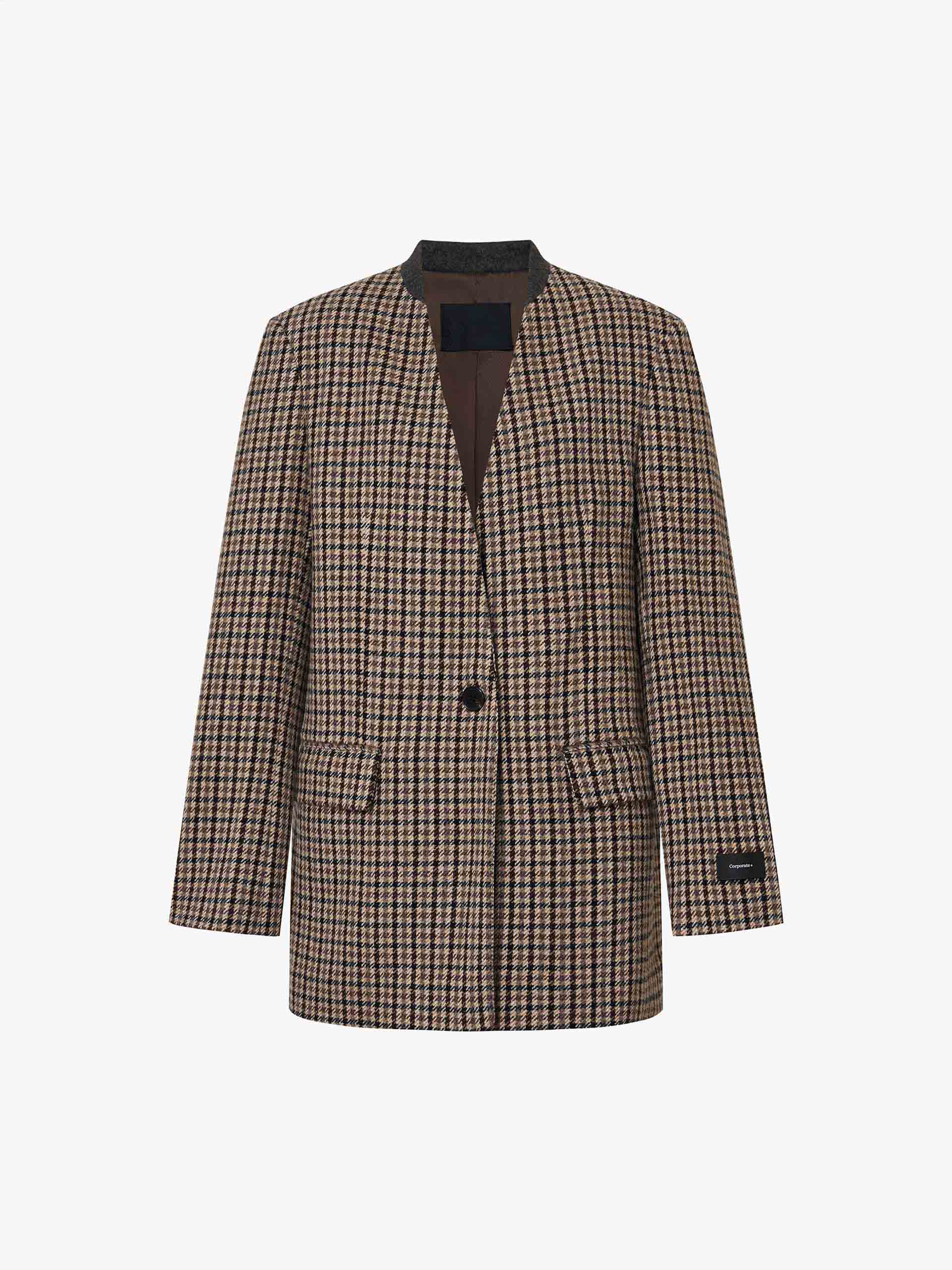 Houndstooth Collarless Blazer - Image 5