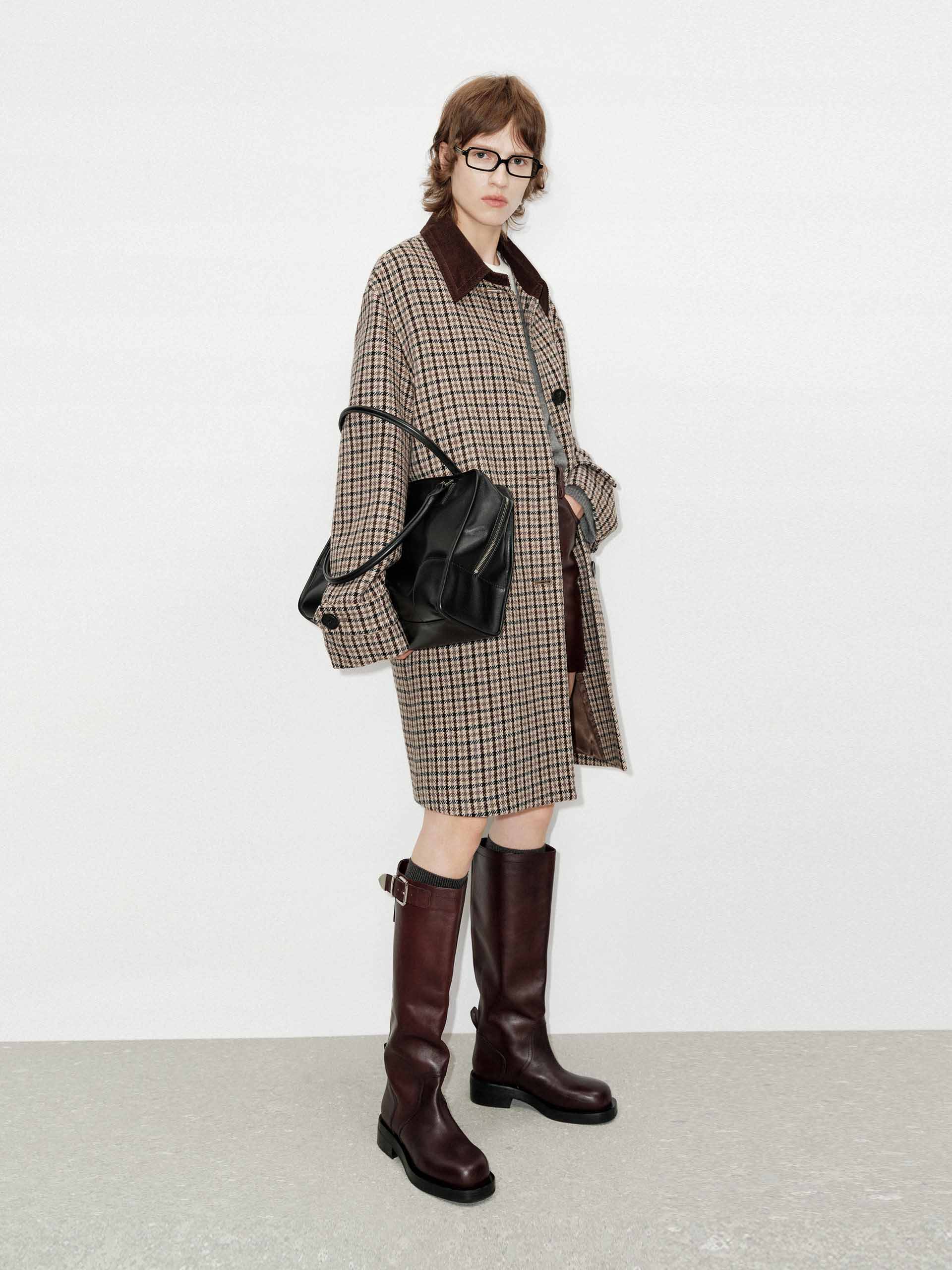 Houndstooth Wool Midi Coat - Image 2