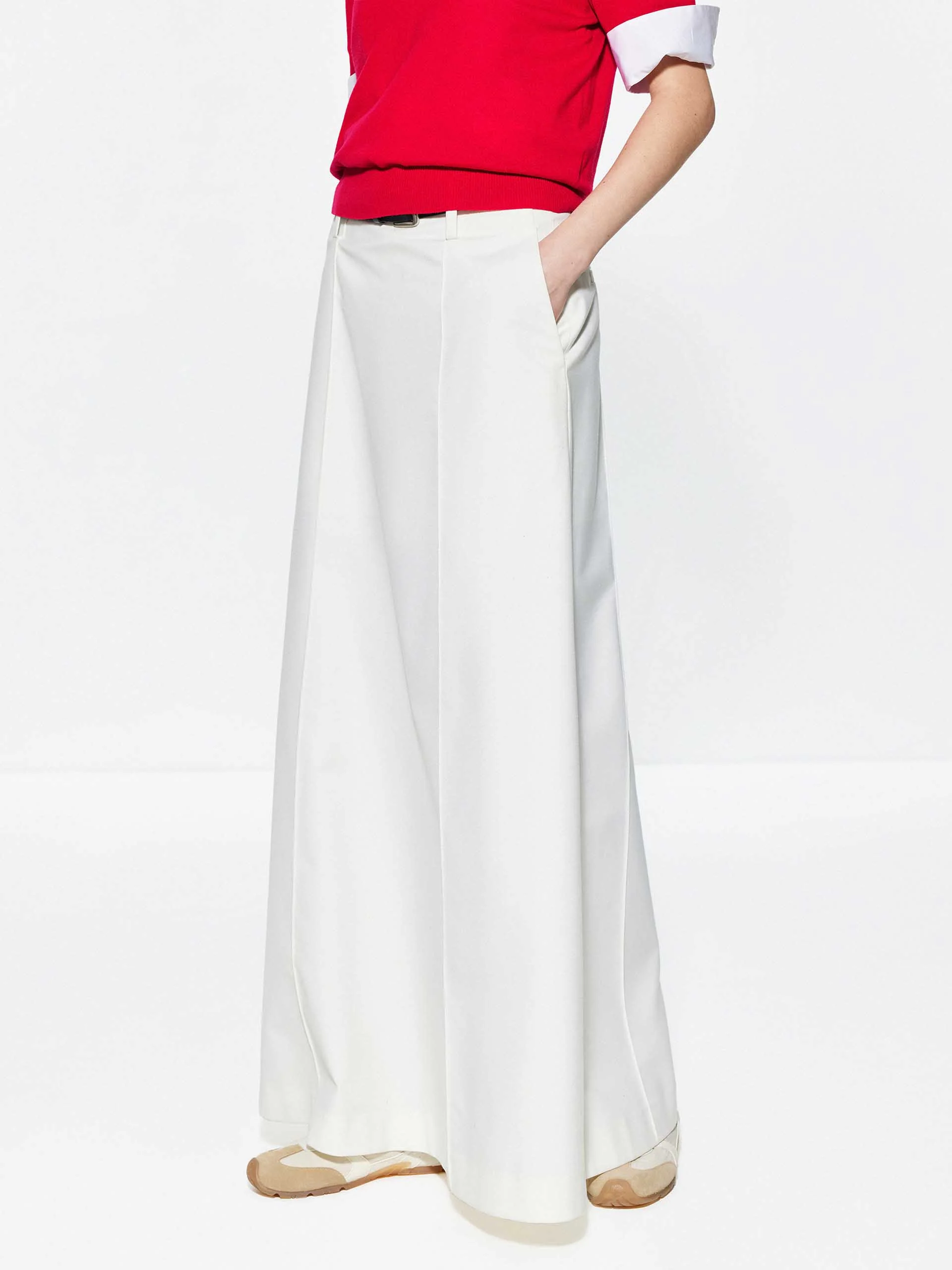 Include Belt Back Slit Maxi Skirt