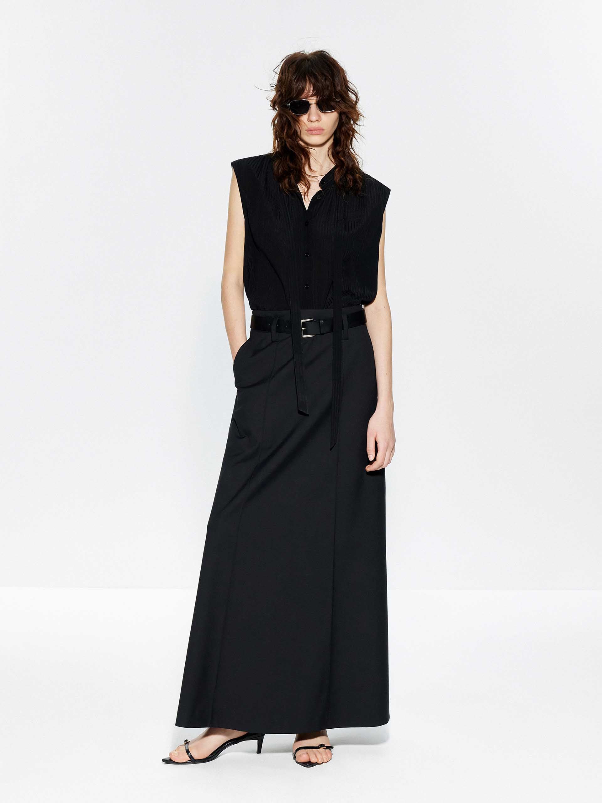 Include Belt Back Slit Maxi Skirt - Image 10