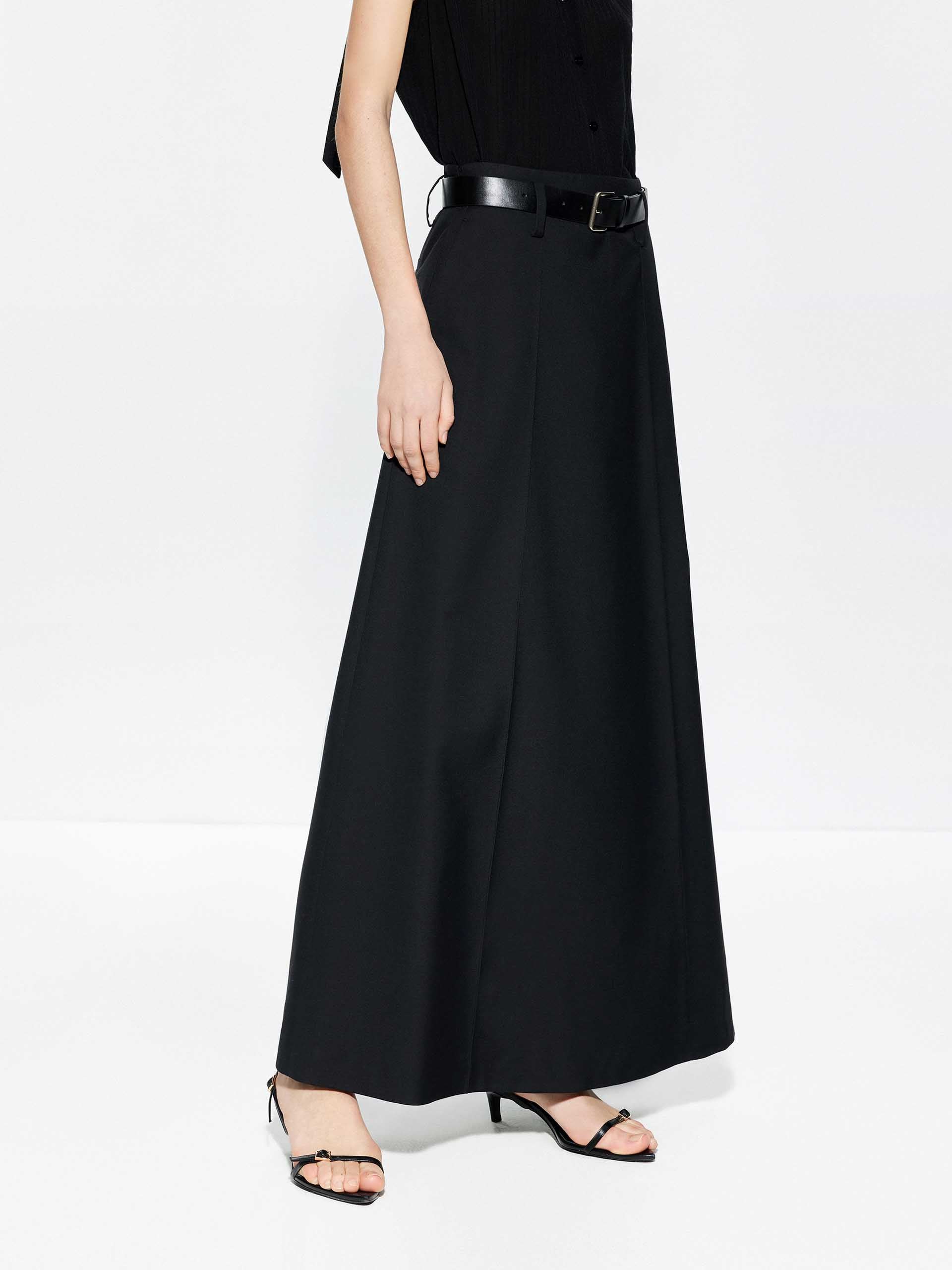 Include Belt Back Slit Maxi Skirt - Image 11