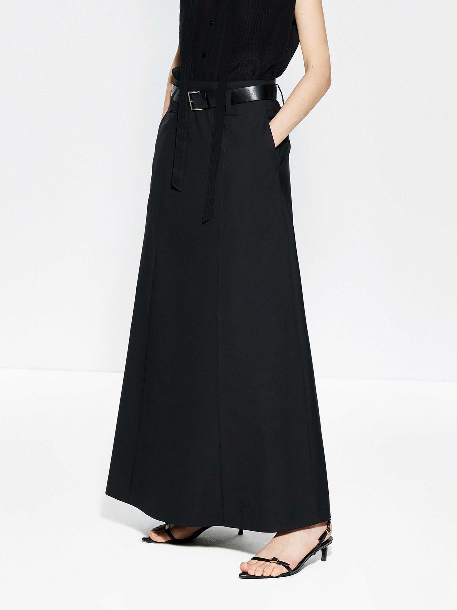 Include Belt Back Slit Maxi Skirt - Image 16