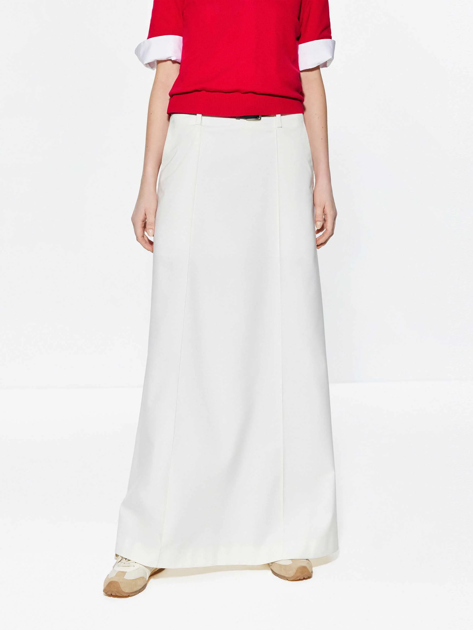 Include Belt Back Slit Maxi Skirt - Image 3