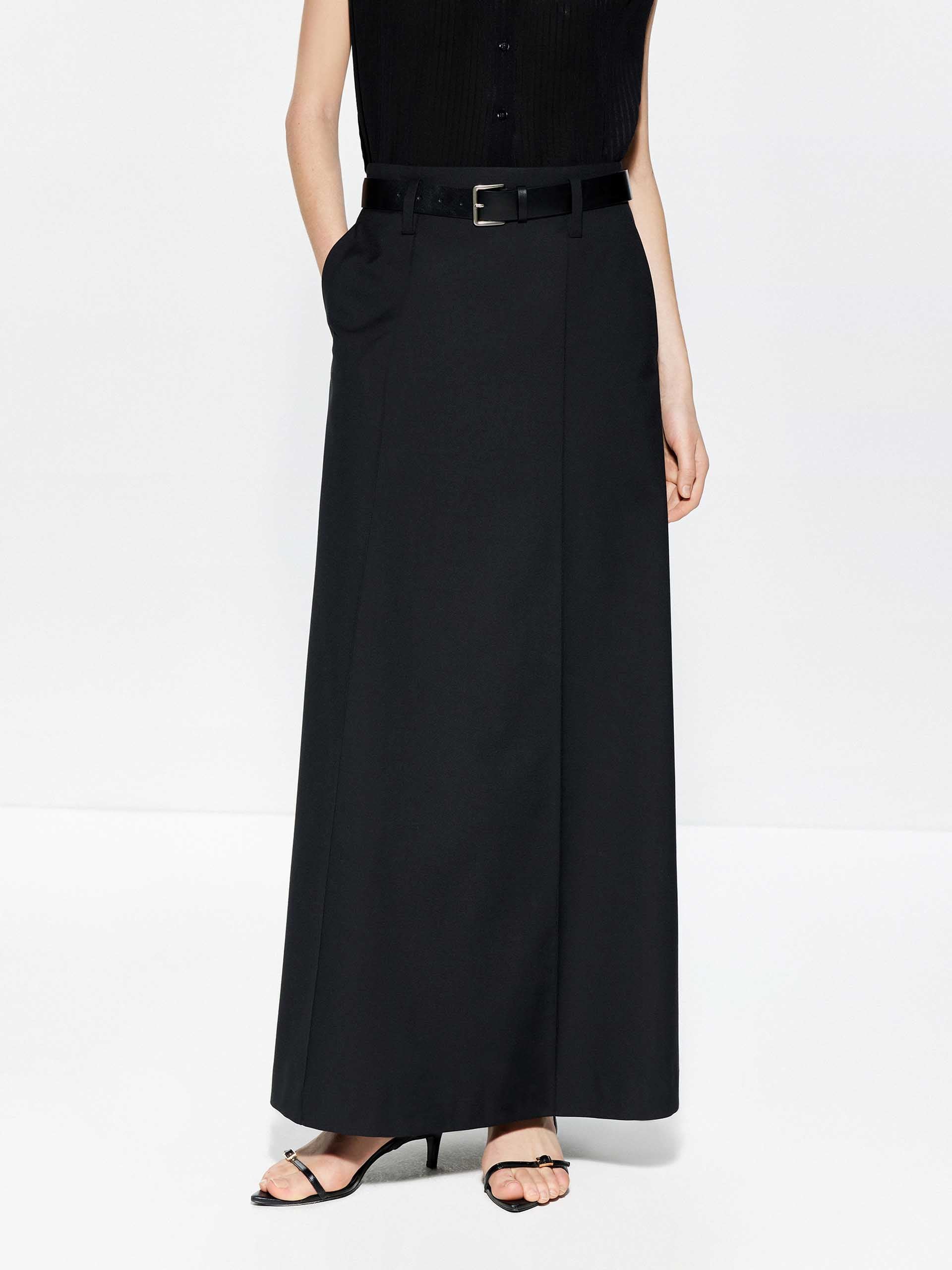 Include Belt Back Slit Maxi Skirt - Image 9