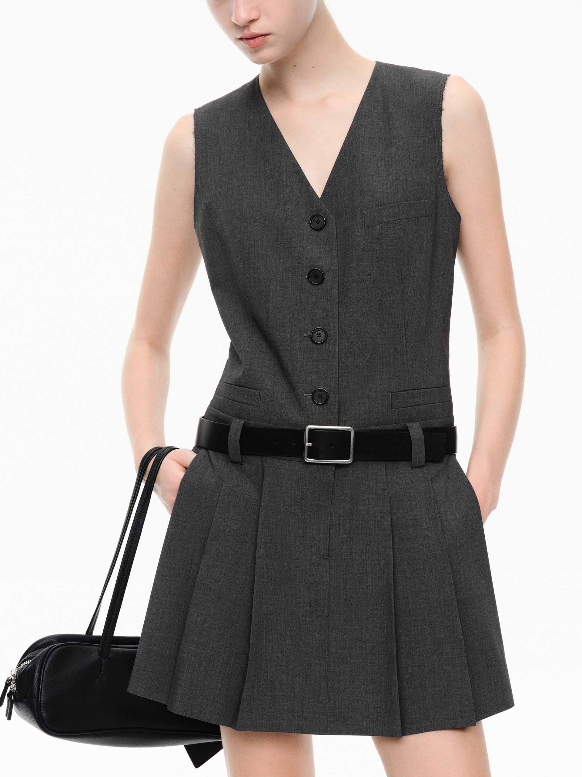 Include Belt V-neck Dress - Image 6