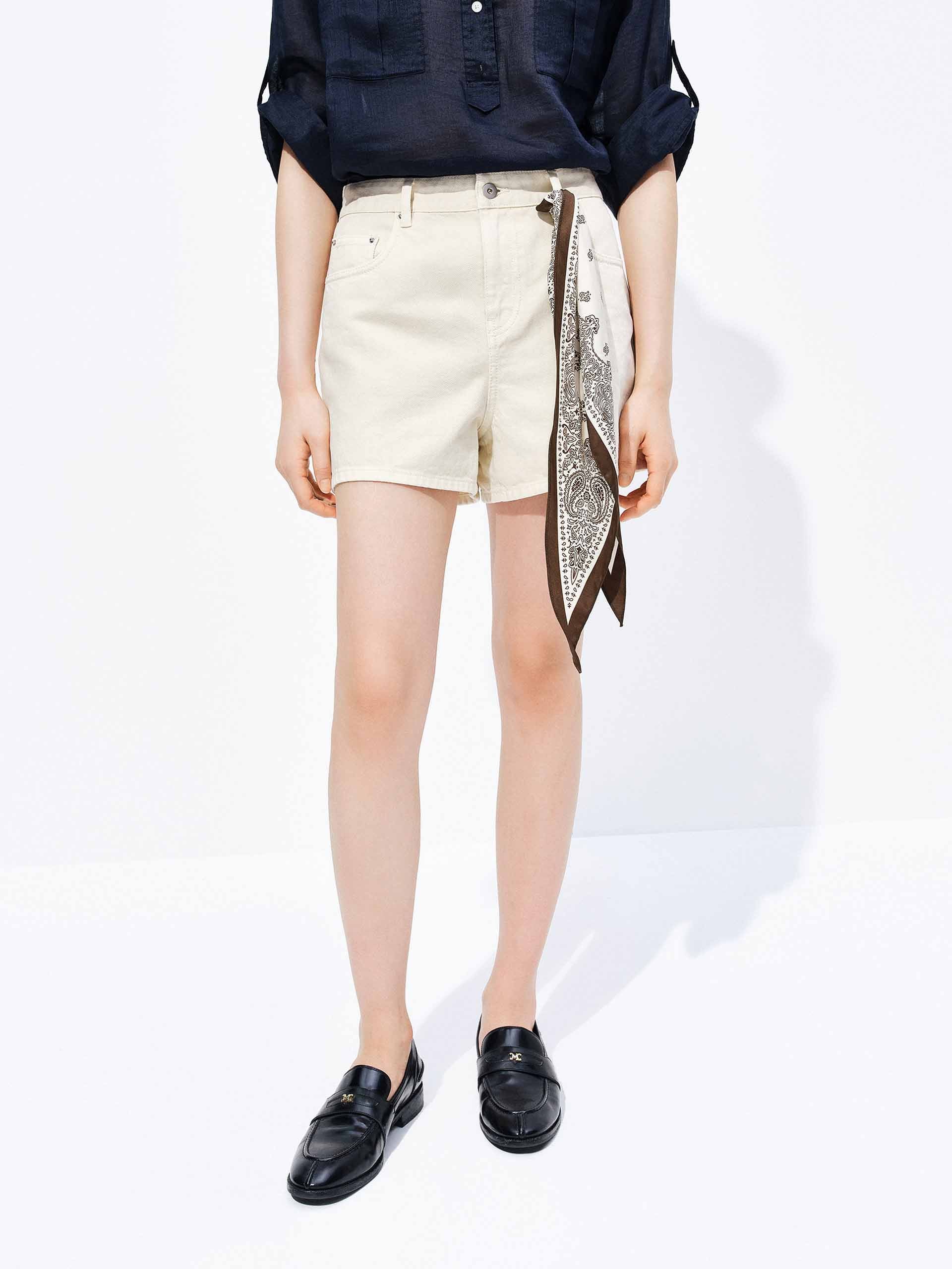 Included Scarf Cotton Shorts