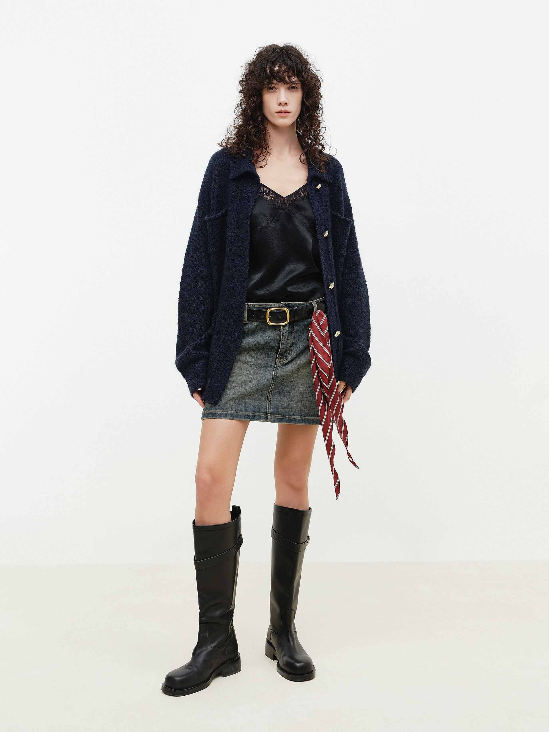 Included Scarf Denim Skirt - Image 2