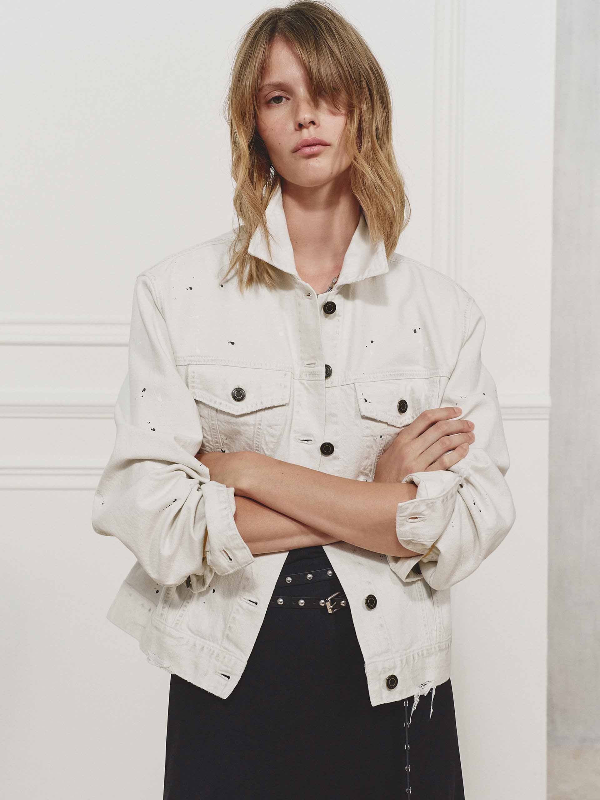Ink-Speckled Cotton Linen Jacket