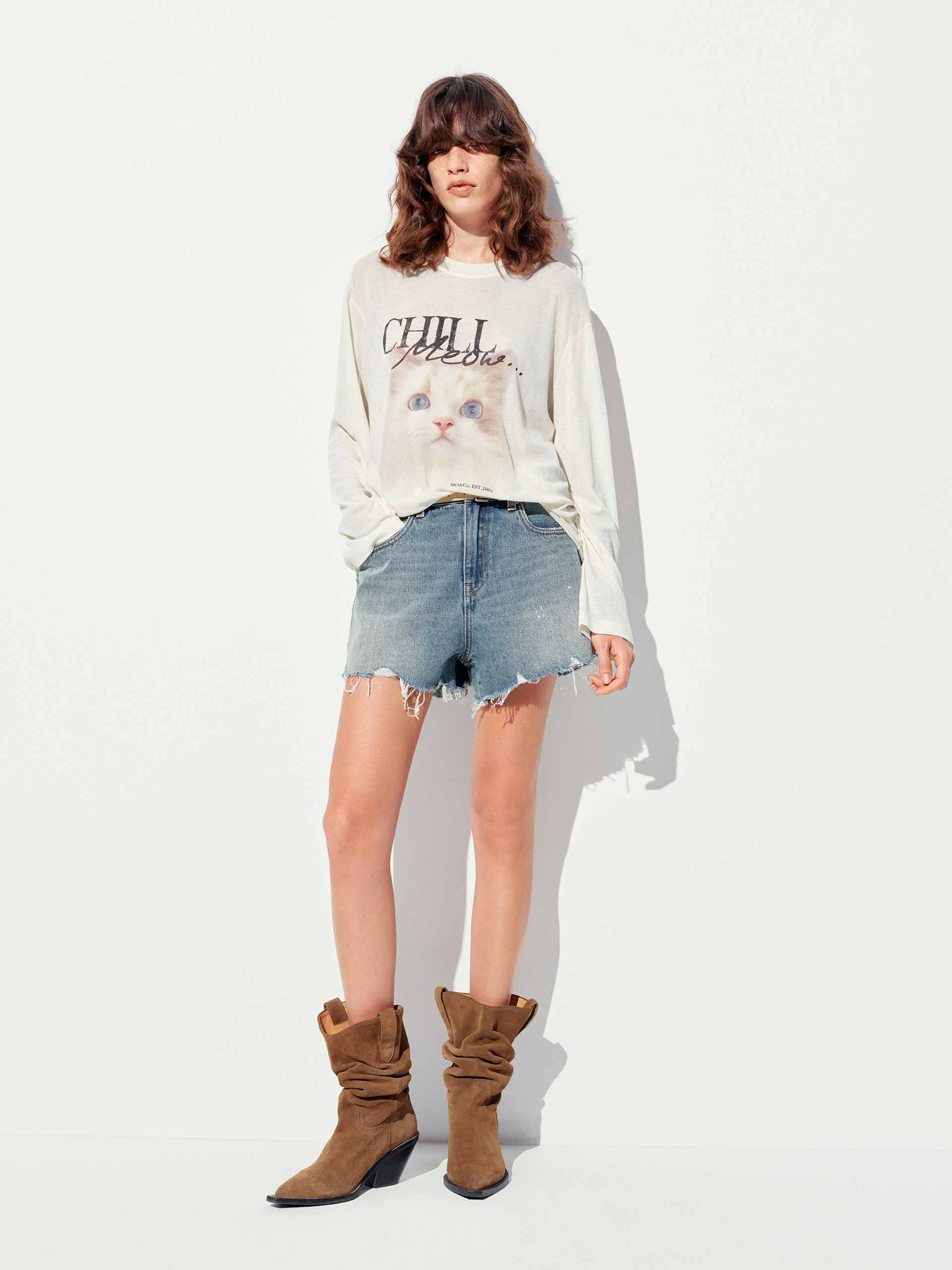 Ink-splashed Denim Shorts - Image 2