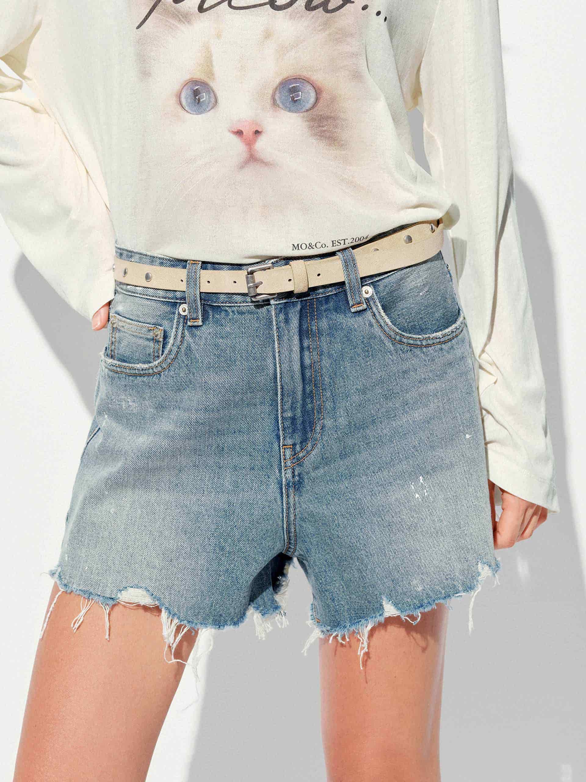 Ink-splashed Denim Shorts - Image 5