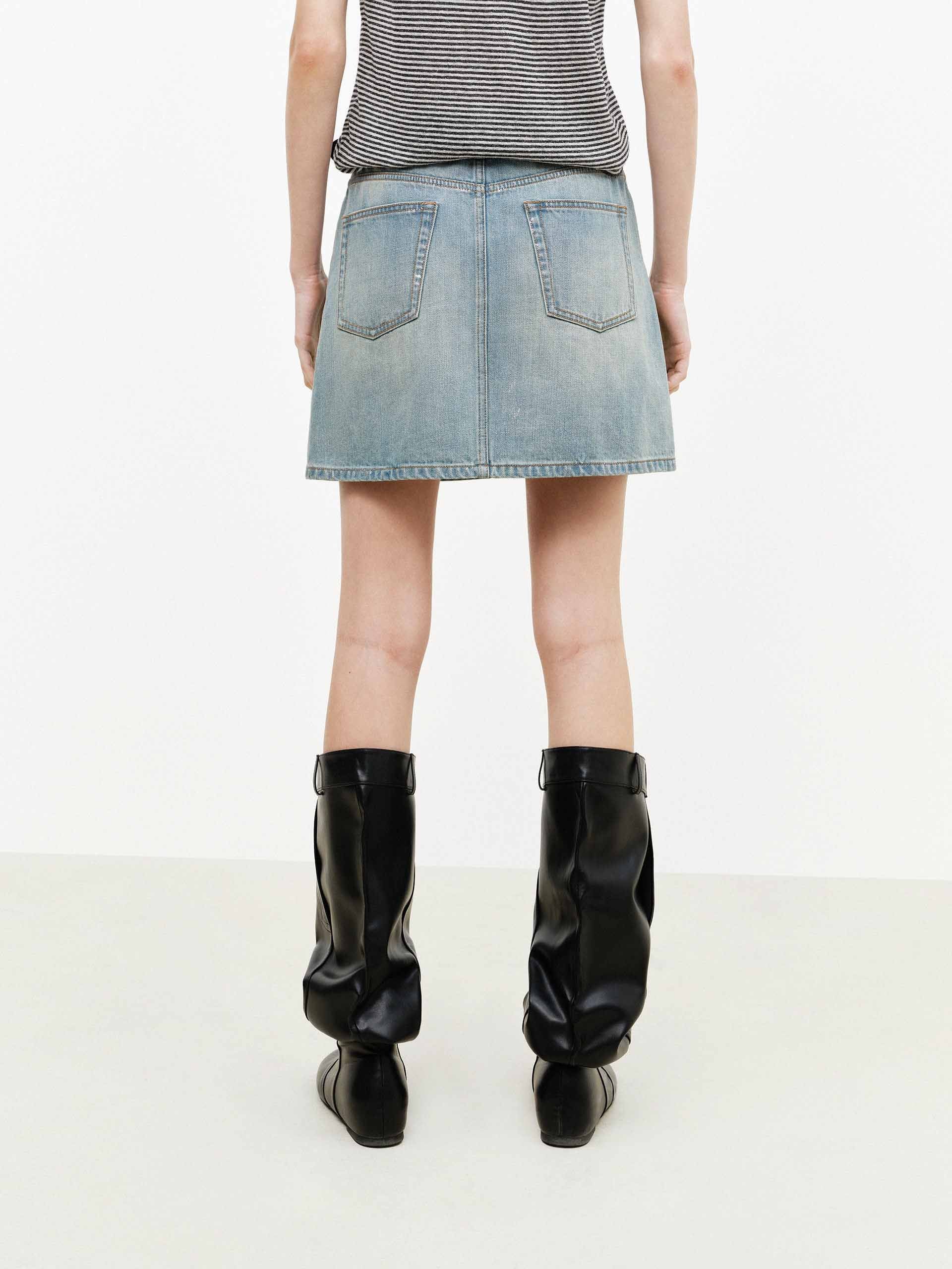 Ink-splatter Denim Mini Skirt - Image 3