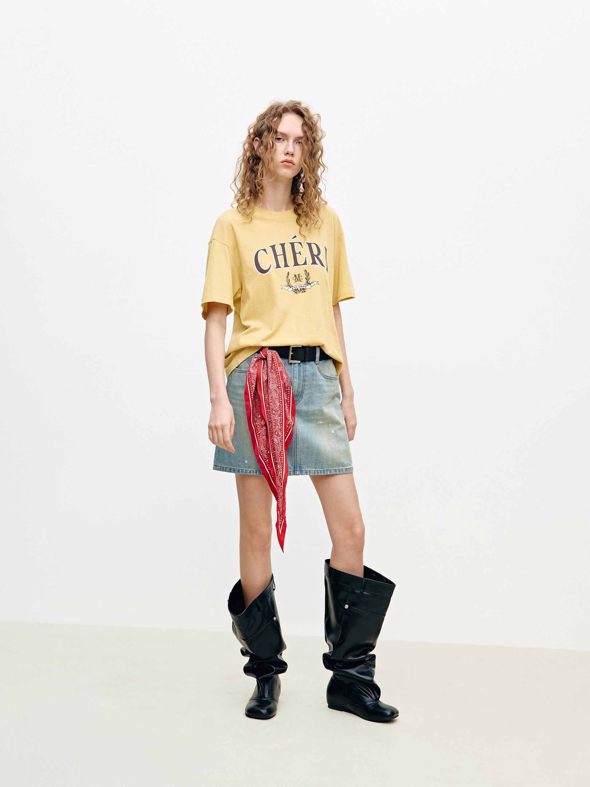 Ink-splatter Denim Mini Skirt - Image 6