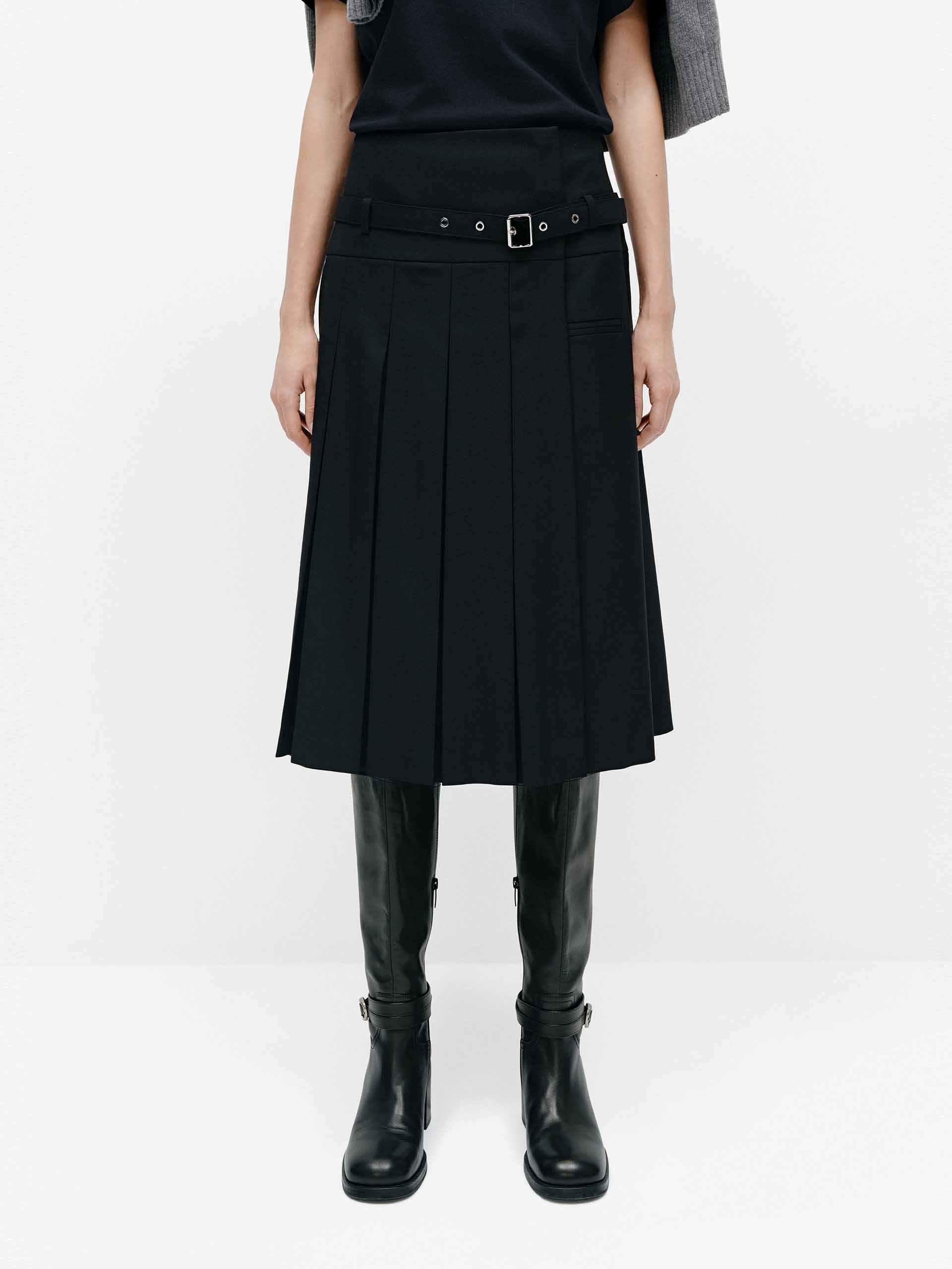 Irregular Hem Pleated Skirt