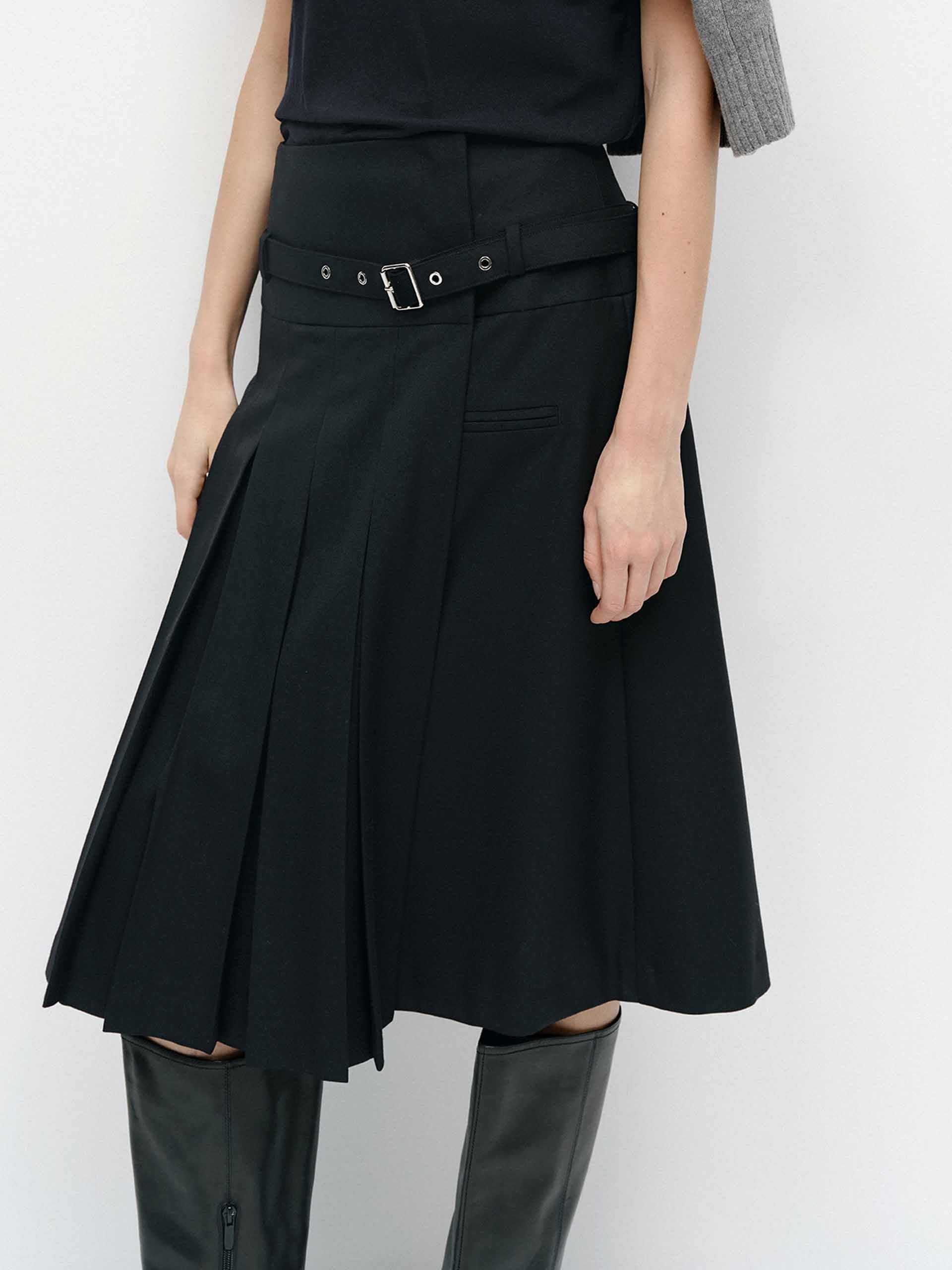 Irregular Hem Pleated Skirt - Image 6
