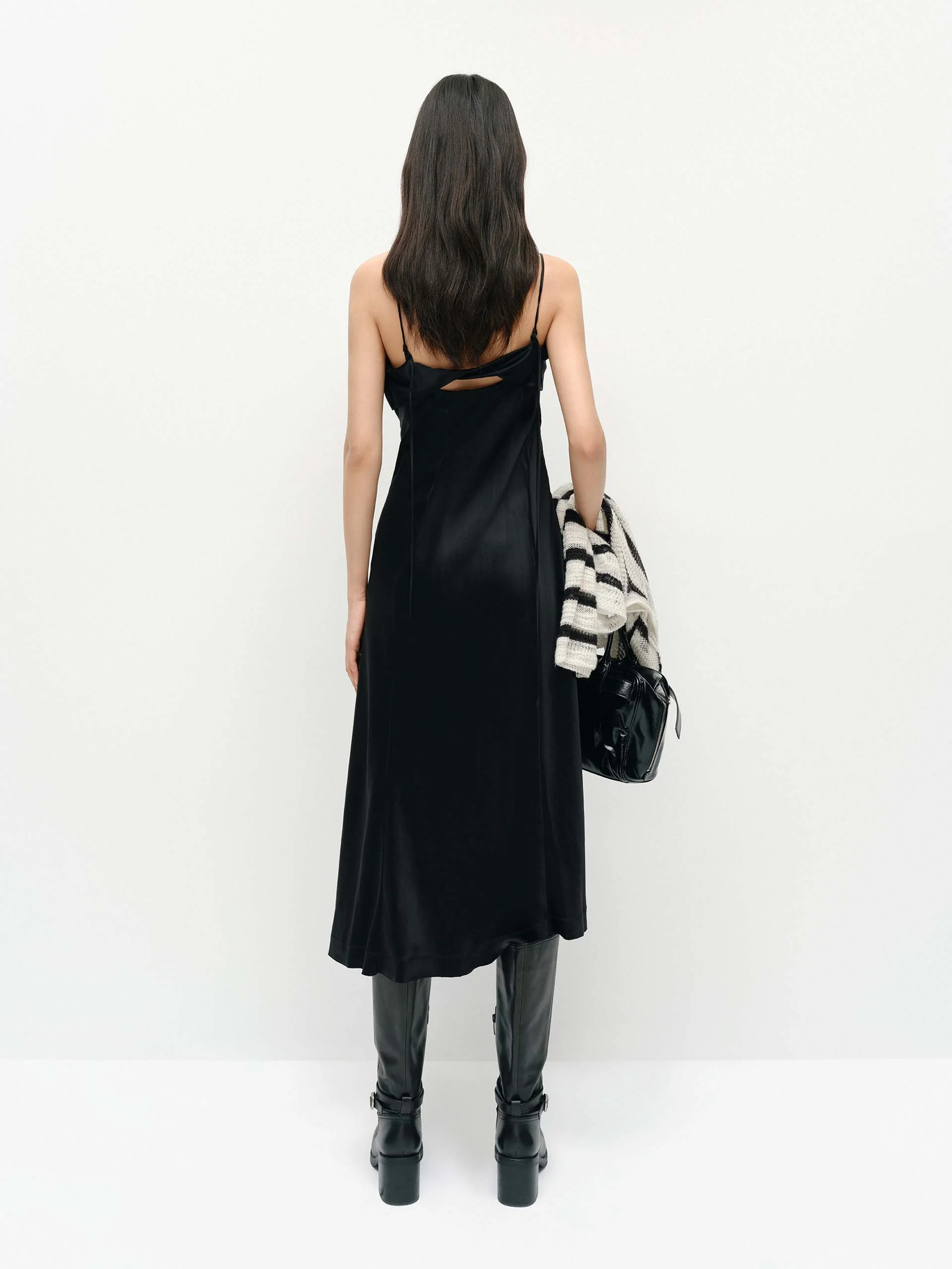 Irregular Hem Satin Dress - Image 8
