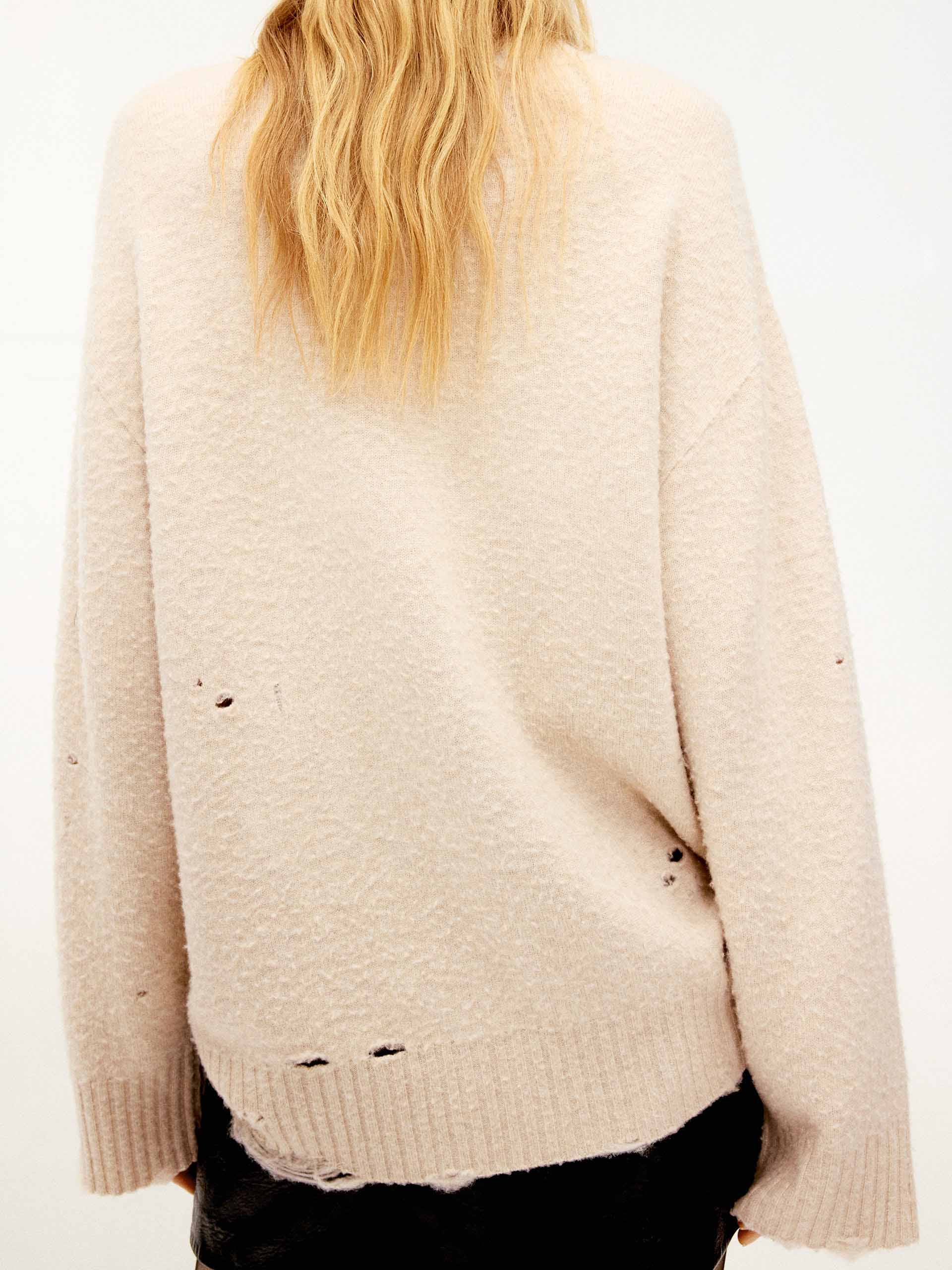 Irregular Ripped Knit Sweater - Image 8