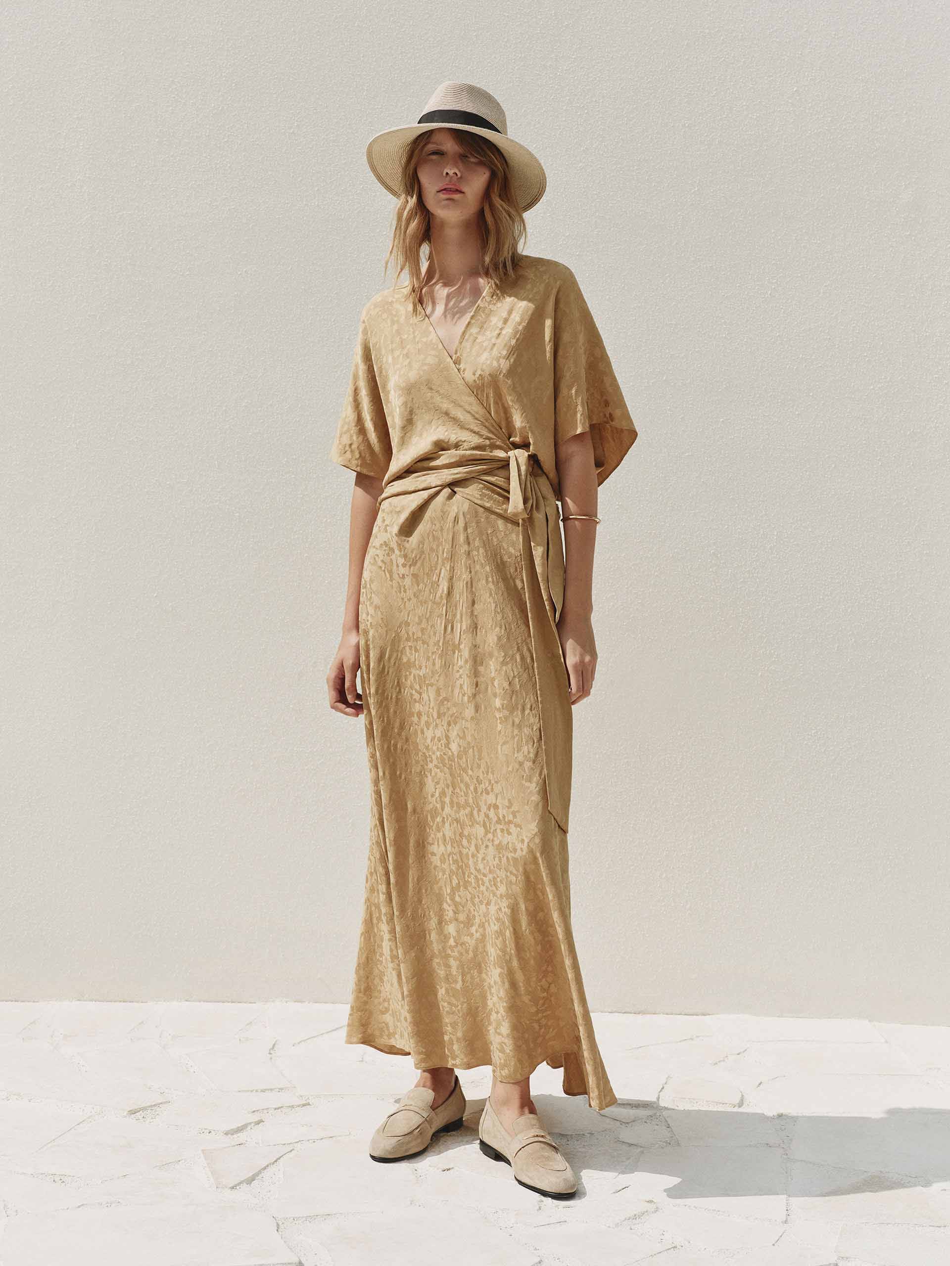 Jacquard Wrap V-neck Dress - Image 2