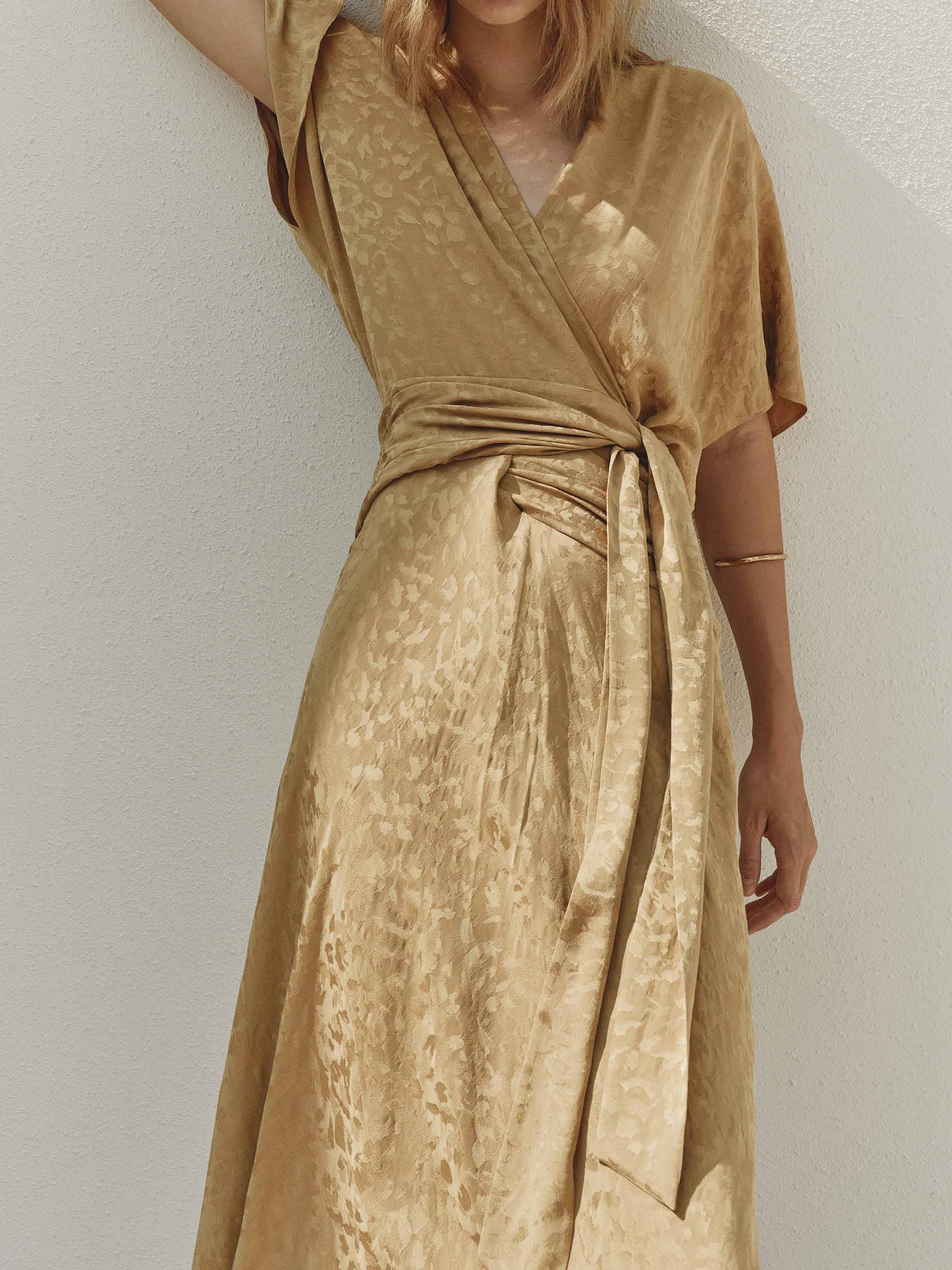 Jacquard Wrap V-neck Dress - Image 8