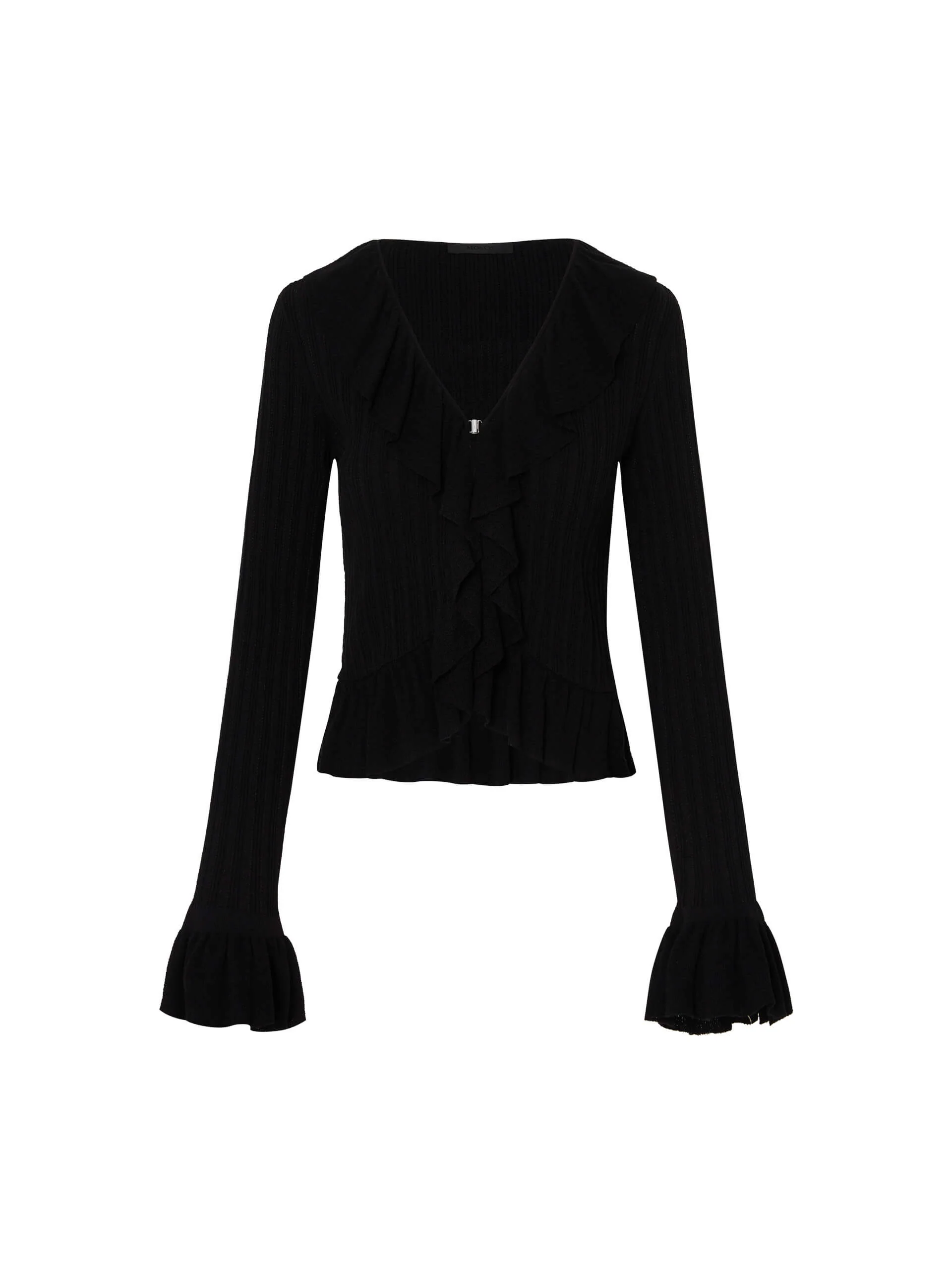 Knitted Ruffle Trim Cardigan - Image 5