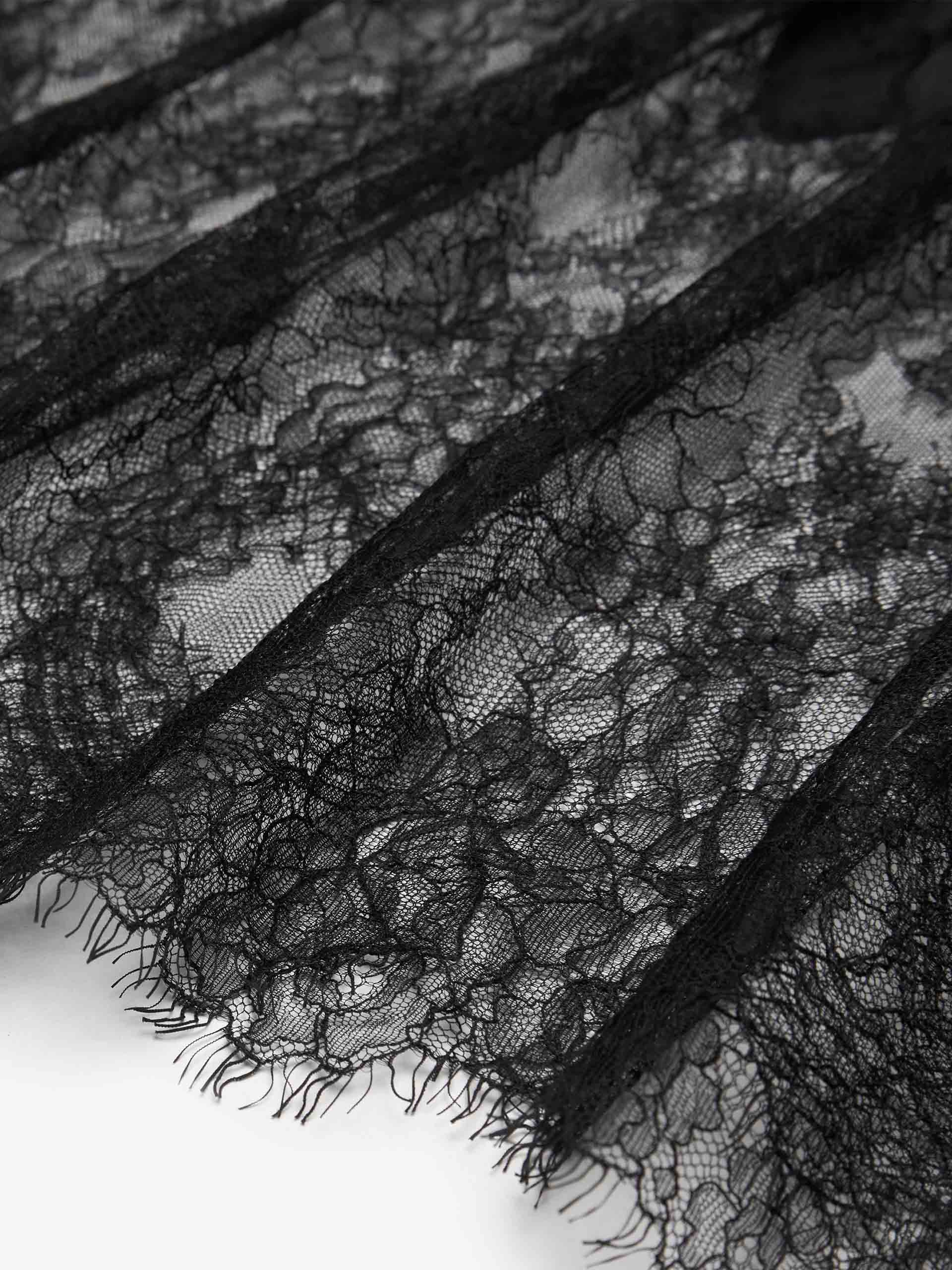 Lace Detail Silk Dress - Image 10