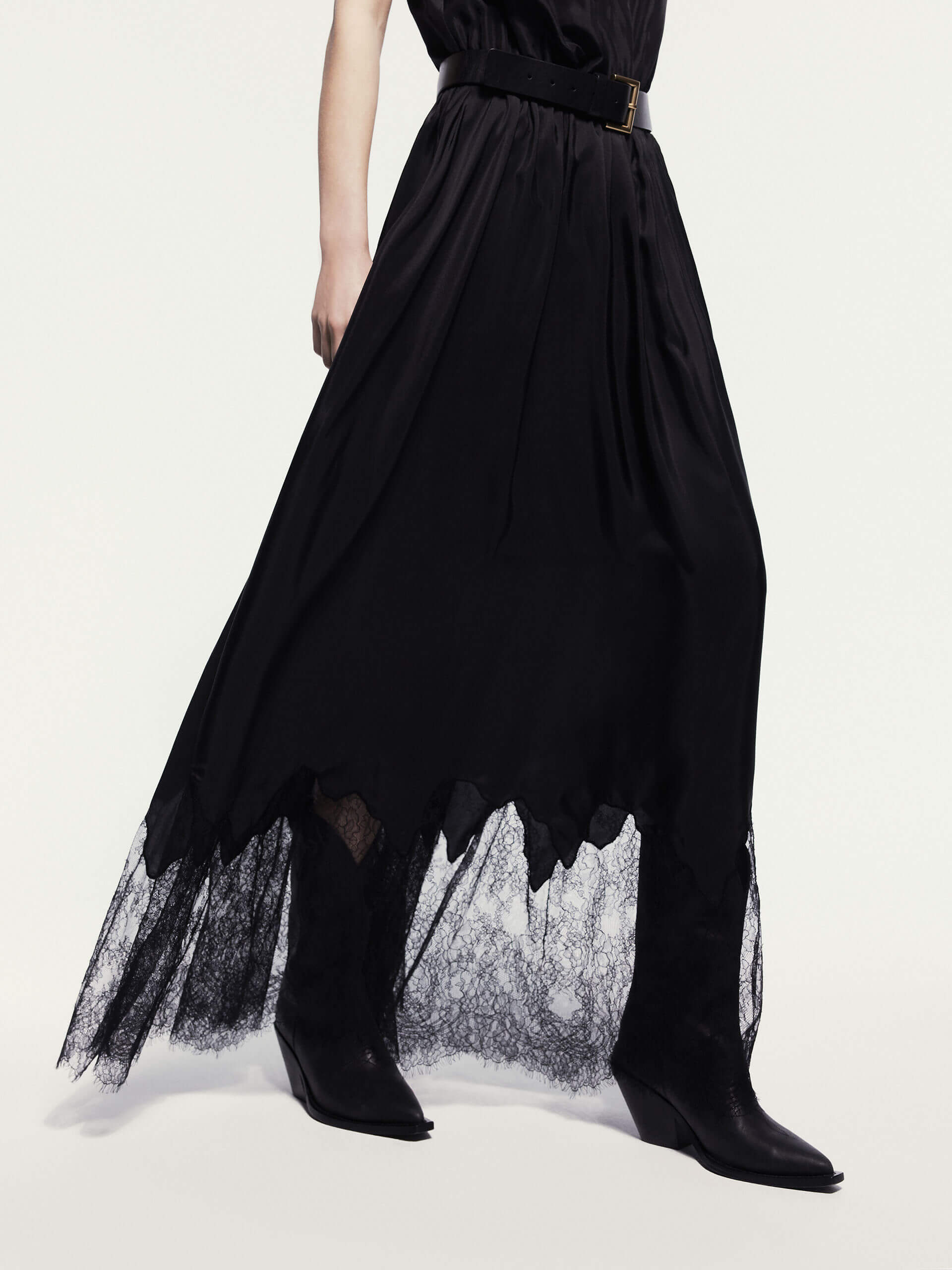 Lace Detail Silk Dress - Image 6