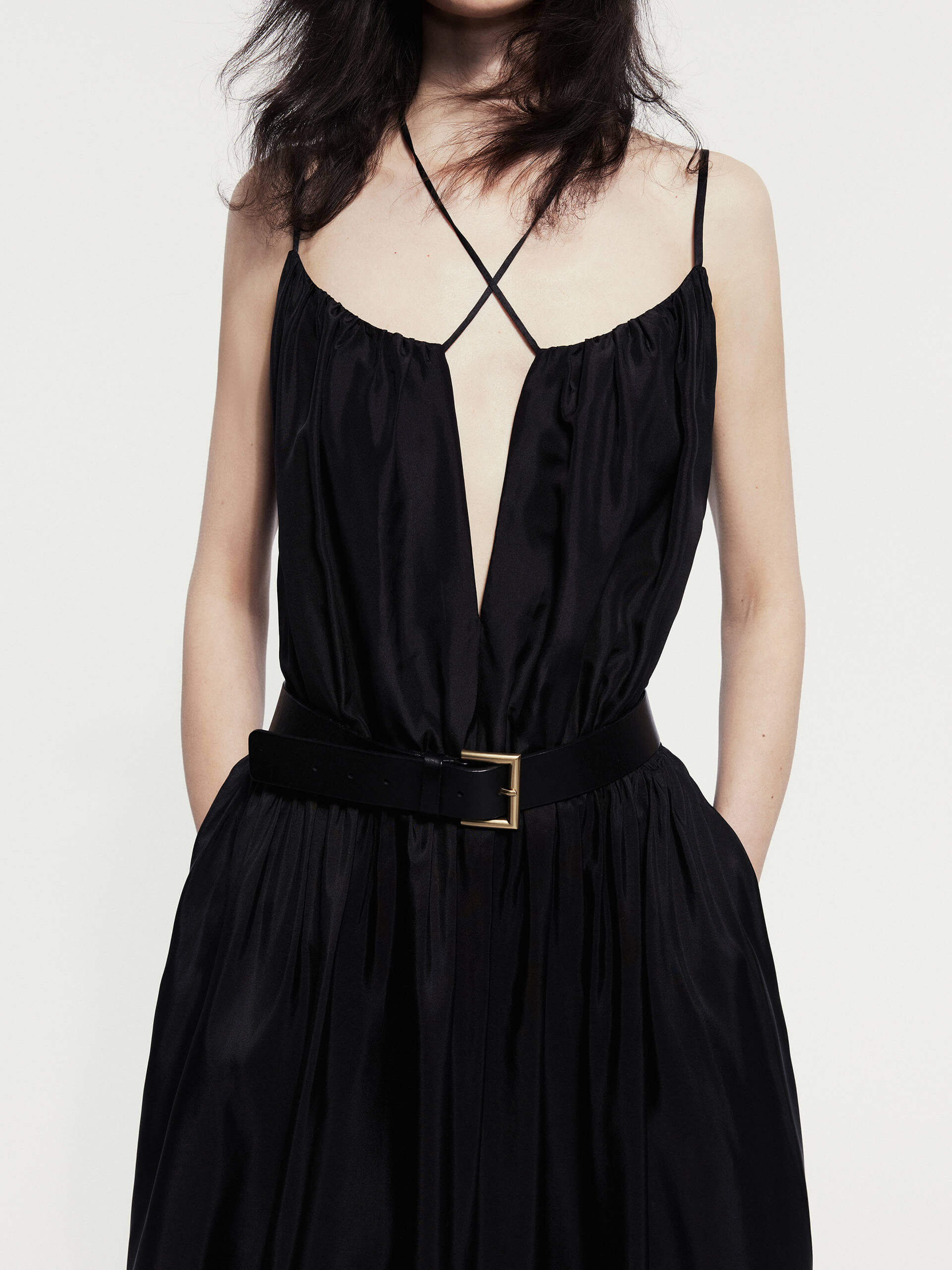Lace Detail Silk Dress - Image 7