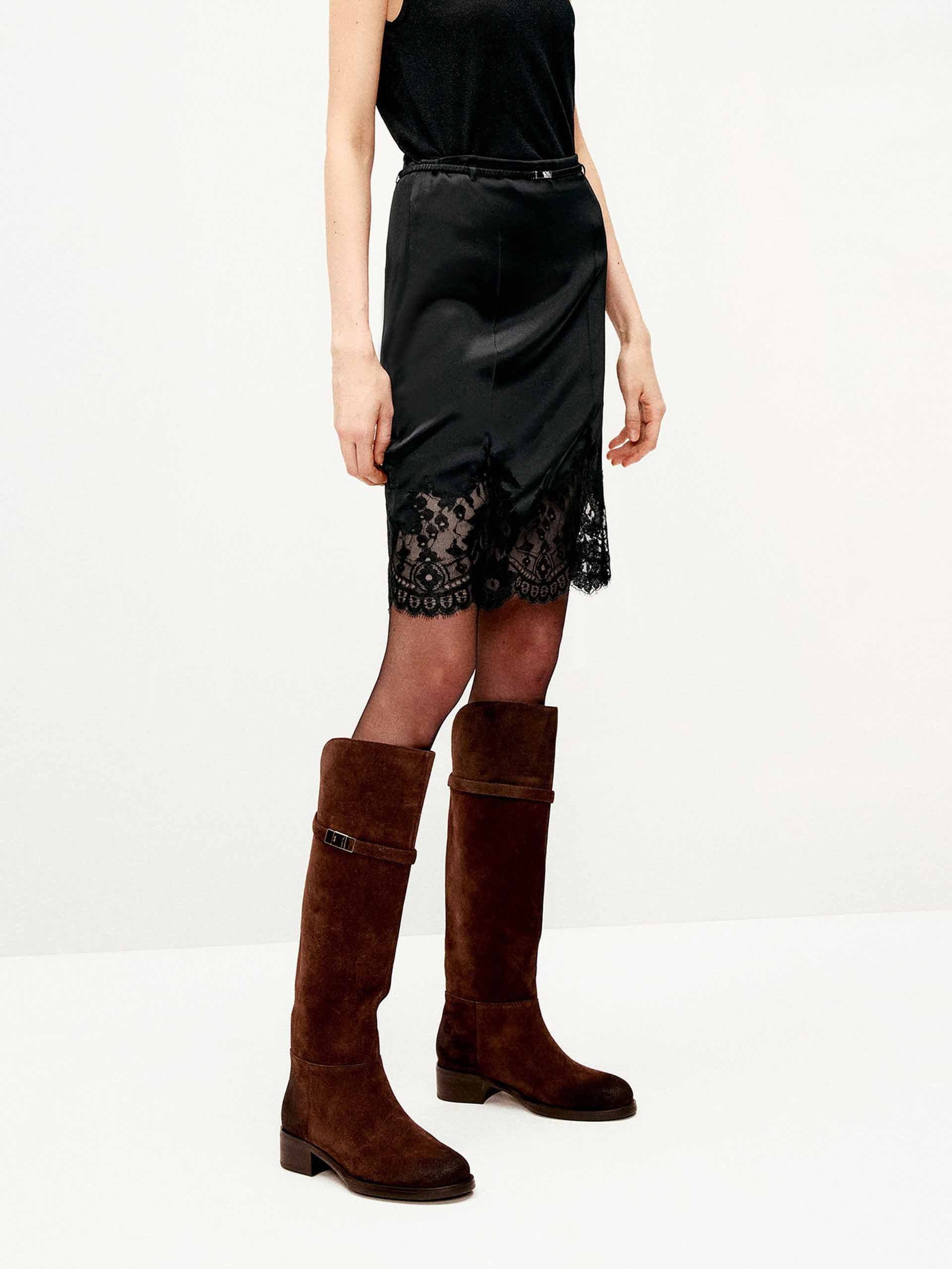 Lace Hem Silk Skirt - Image 14