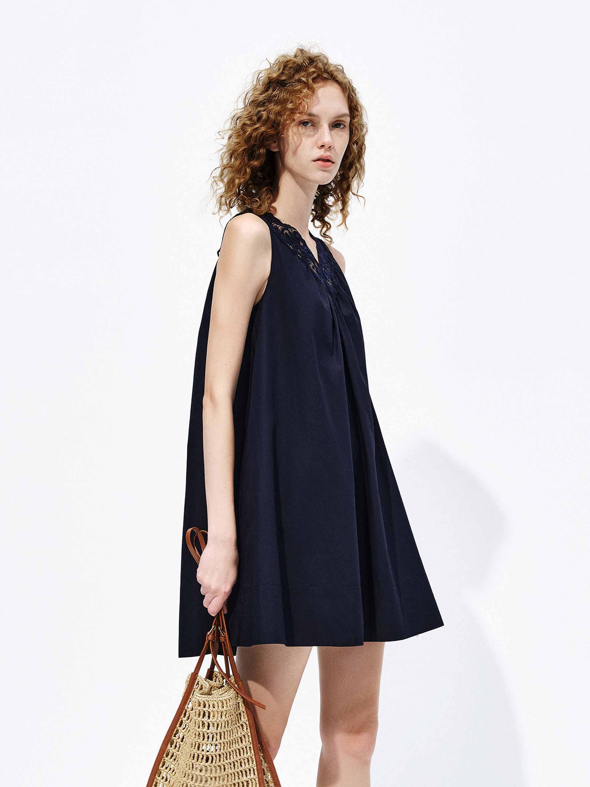 Lace Neck Cotton Dress - Image 7