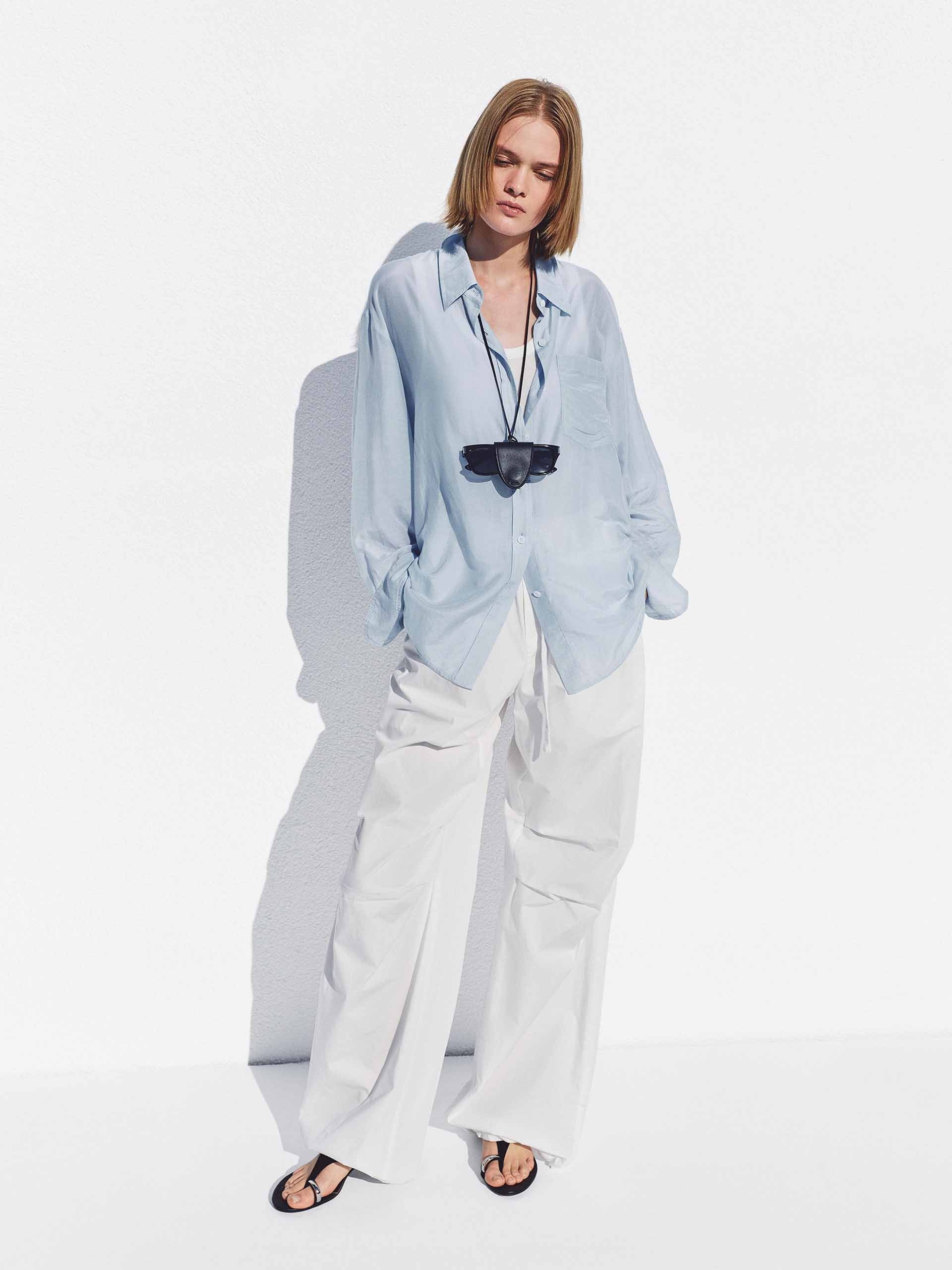 Lapel Chest Cotton Silk Shirt - Image 2