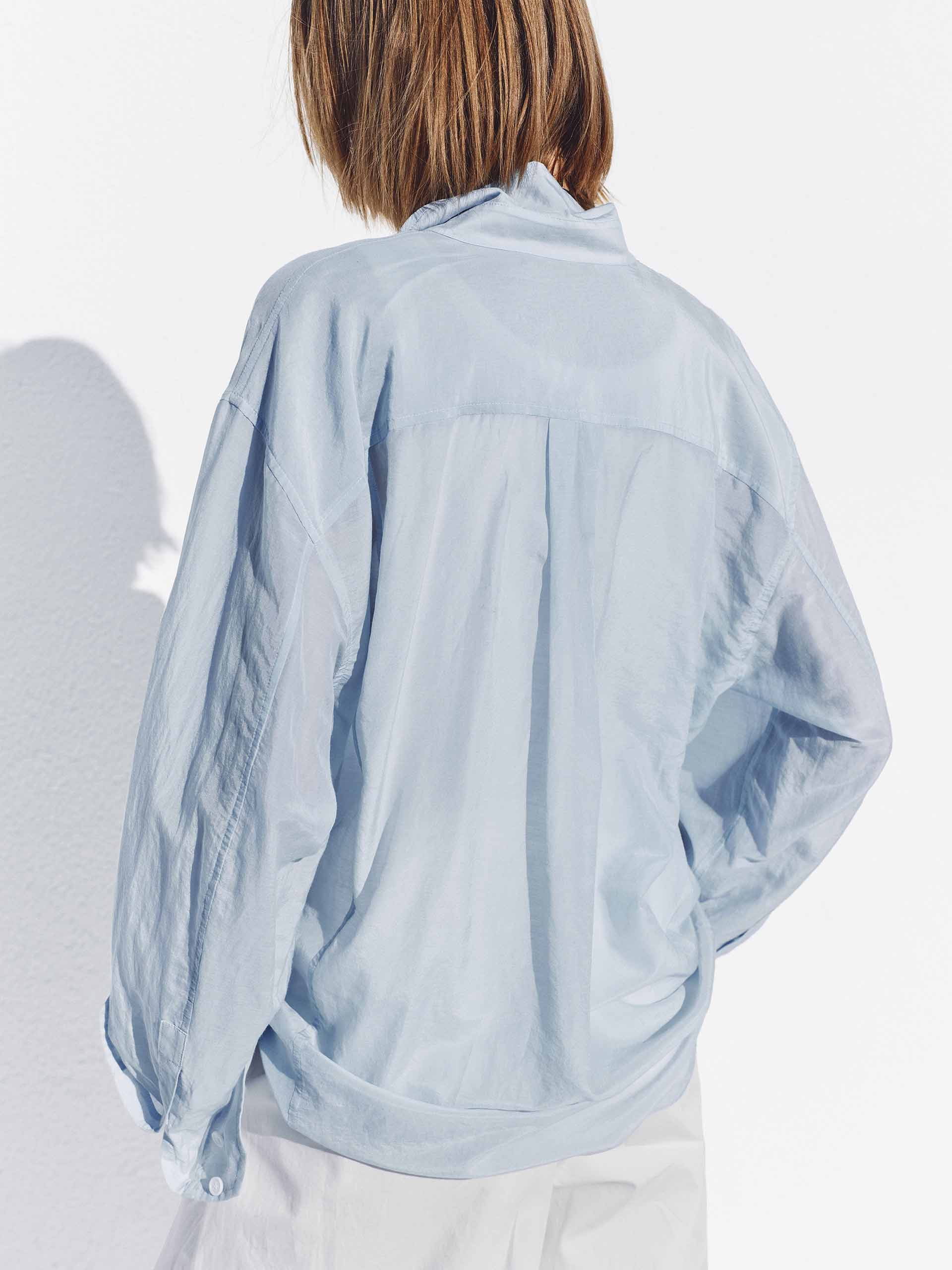 Lapel Chest Cotton Silk Shirt - Image 3