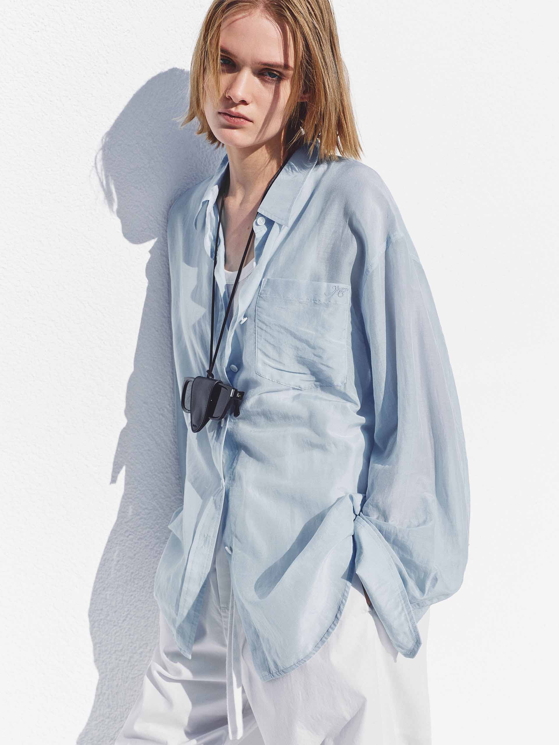 Lapel Chest Cotton Silk Shirt - Image 6