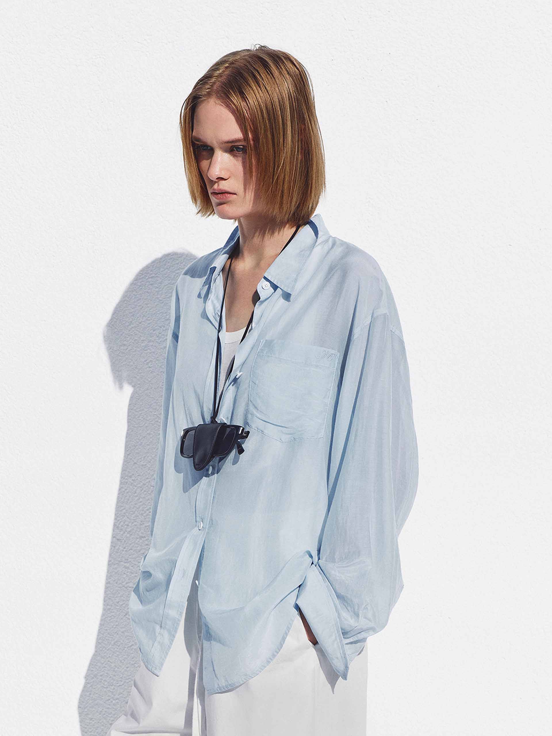 Lapel Chest Cotton Silk Shirt - Image 8