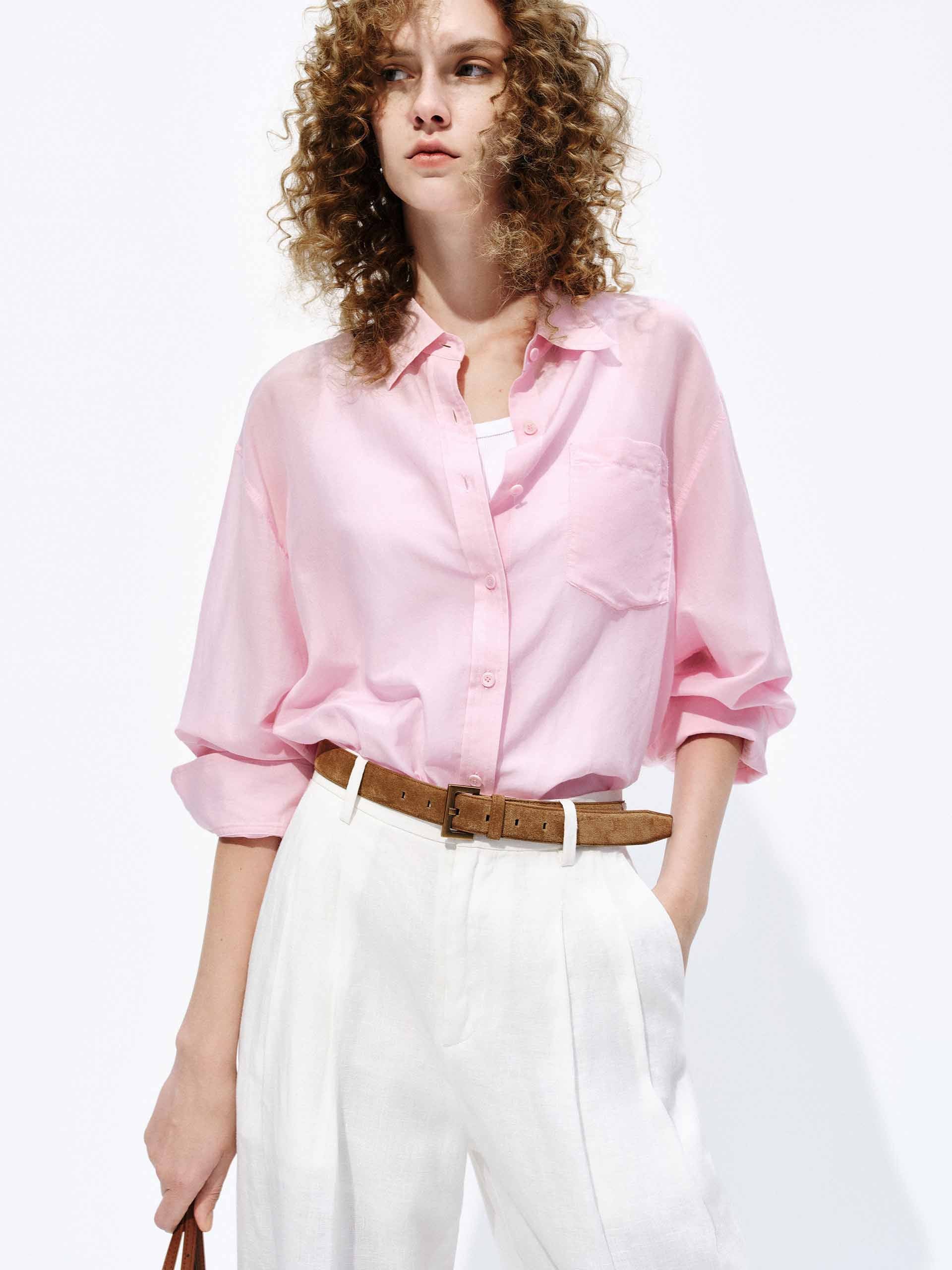 Lapel Chest Cotton Silk Shirt - Image 9