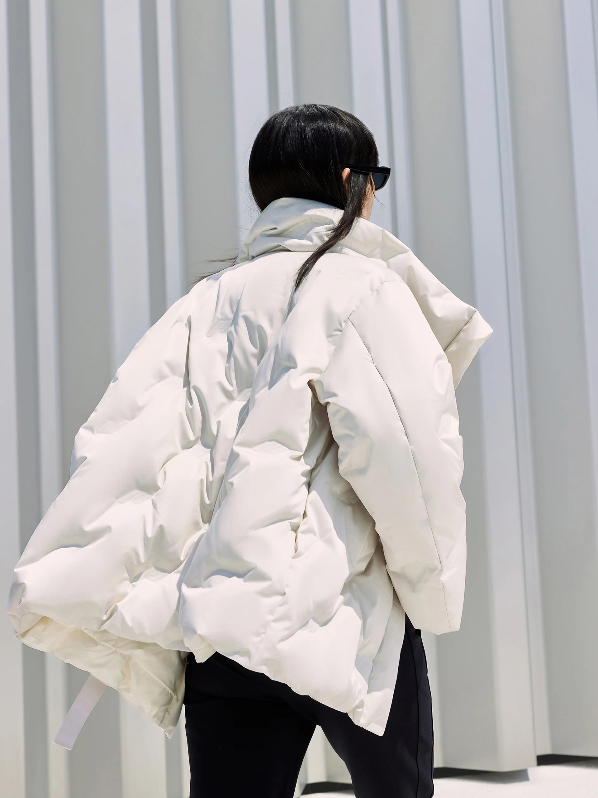 Lapel Collar Down Jacket with Adjustable Belts - Image 10