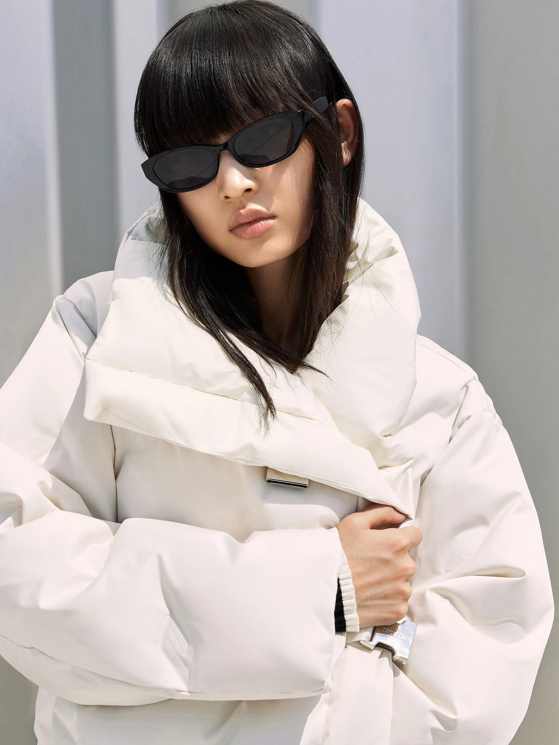 Lapel Collar Down Jacket with Adjustable Belts - Image 11
