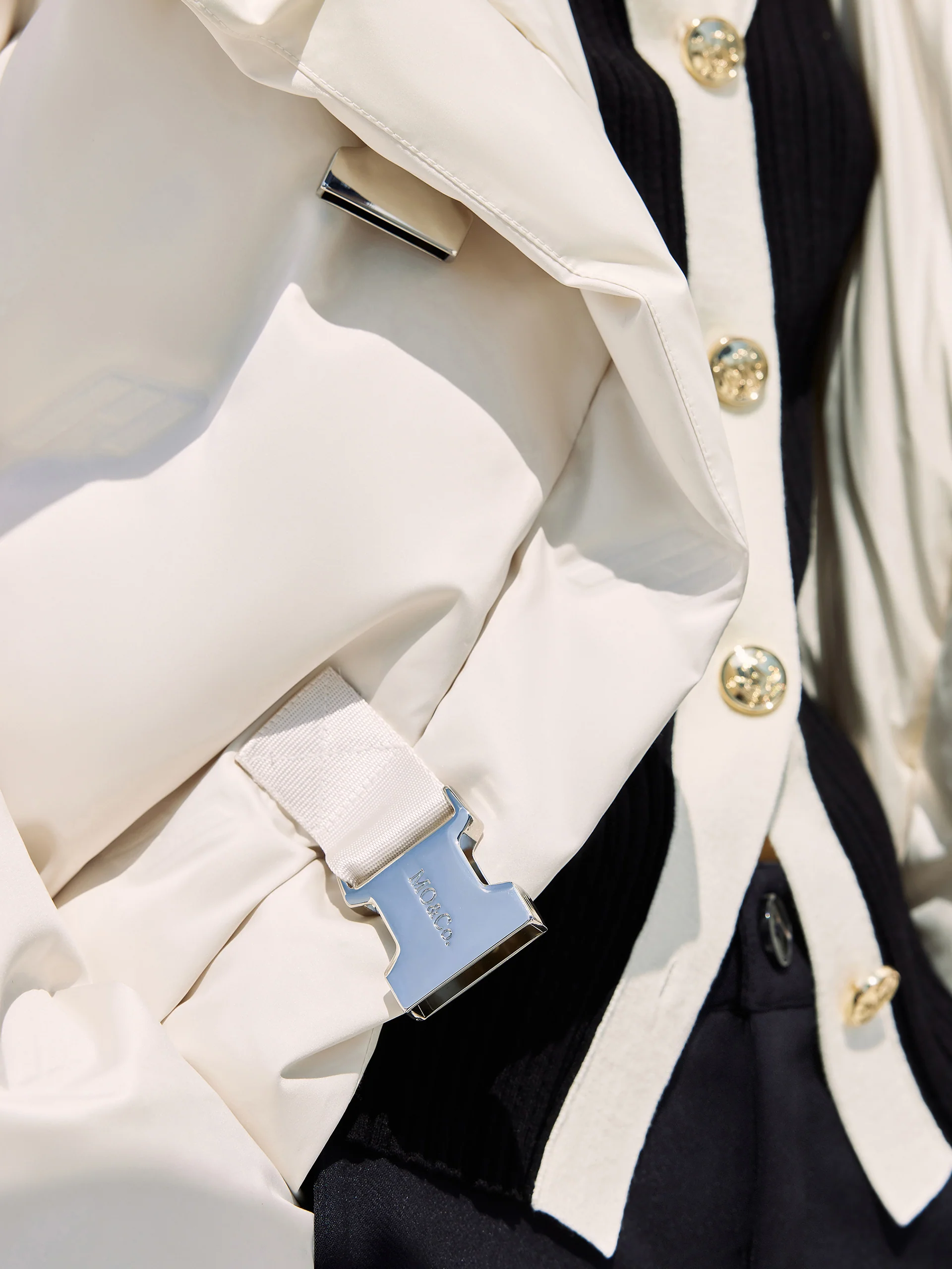 Lapel Collar Down Jacket with Adjustable Belts - Image 12