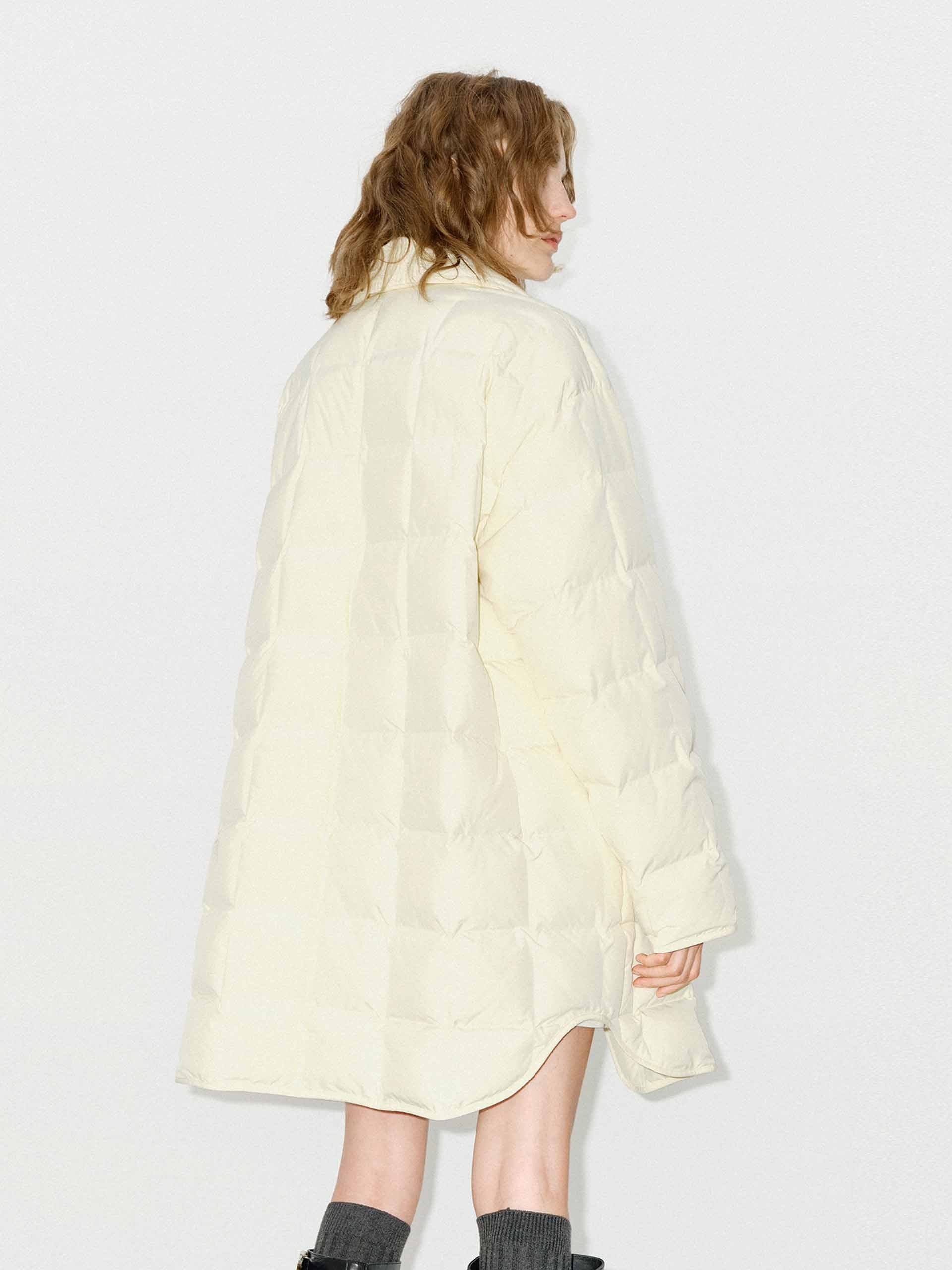Lapel Collar Midi Puffer Coat - Image 10
