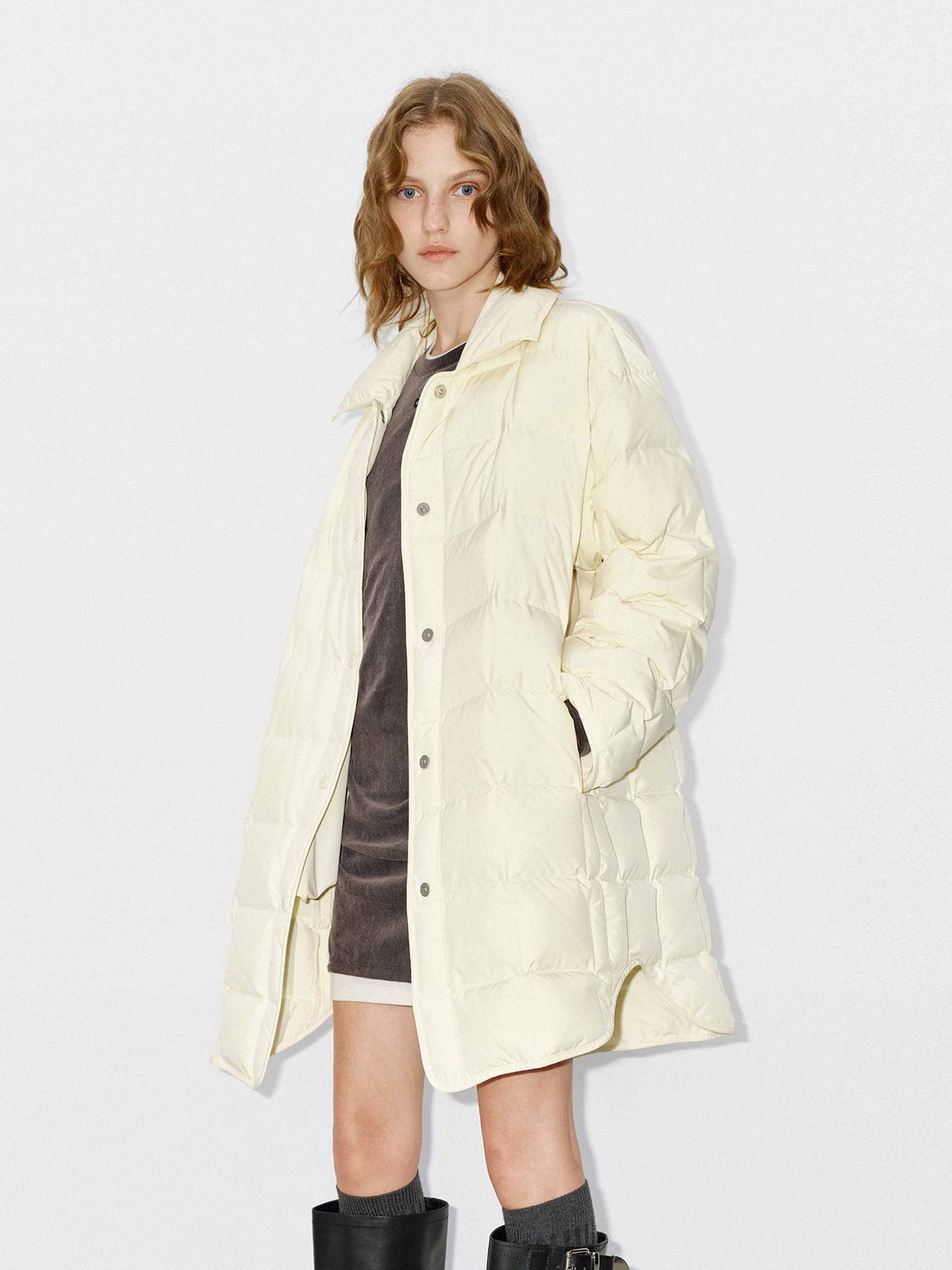 Lapel Collar Midi Puffer Coat - Image 13
