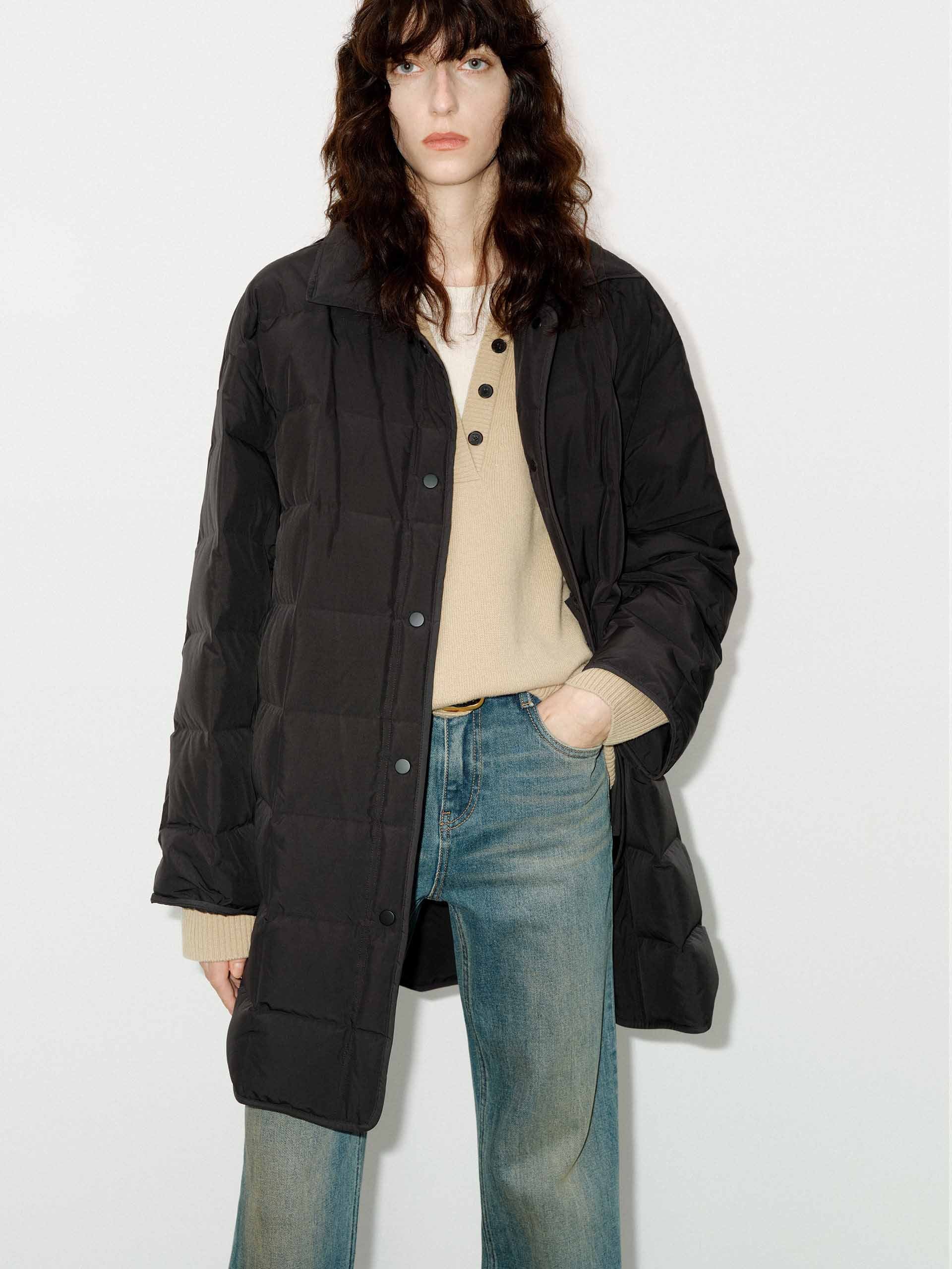 Lapel Collar Midi Puffer Coat - Image 20