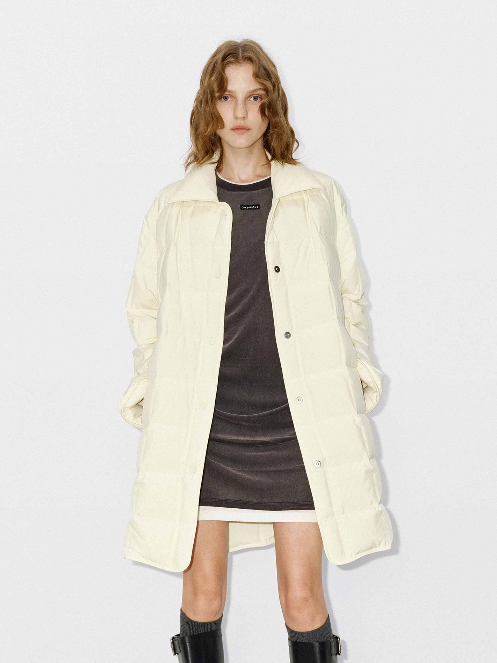 Lapel Collar Midi Puffer Coat - Image 8