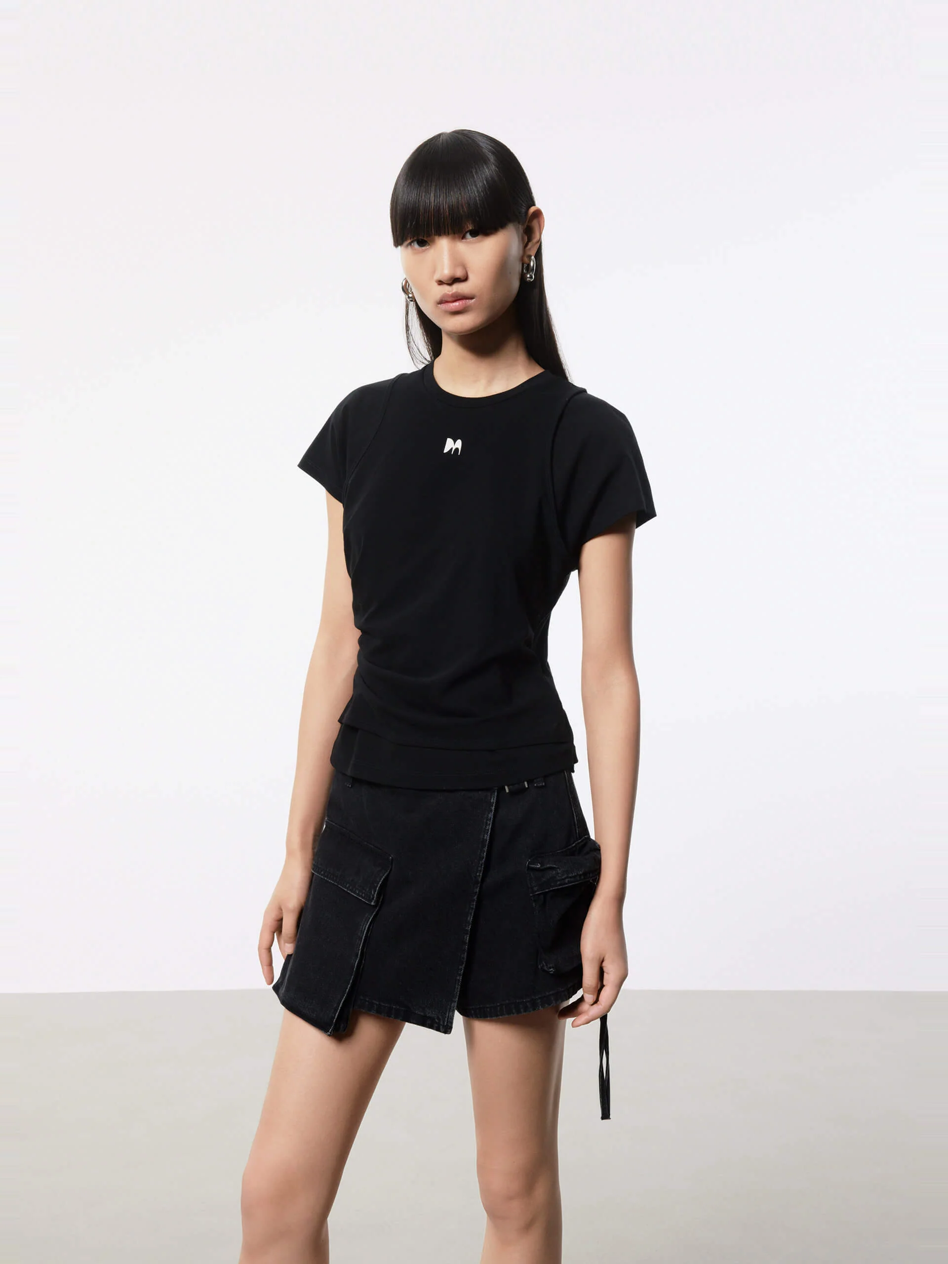 Layered Detail Cotton T-shirt - Image 19