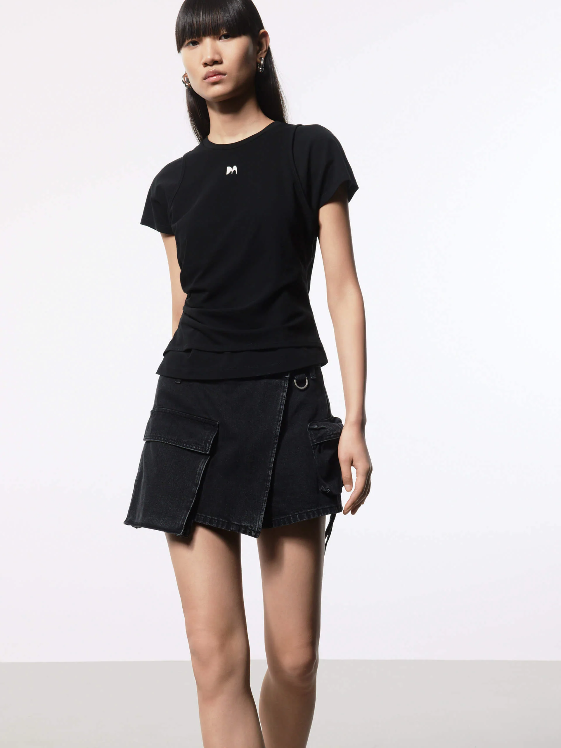 Layered Detail Cotton T-shirt - Image 20